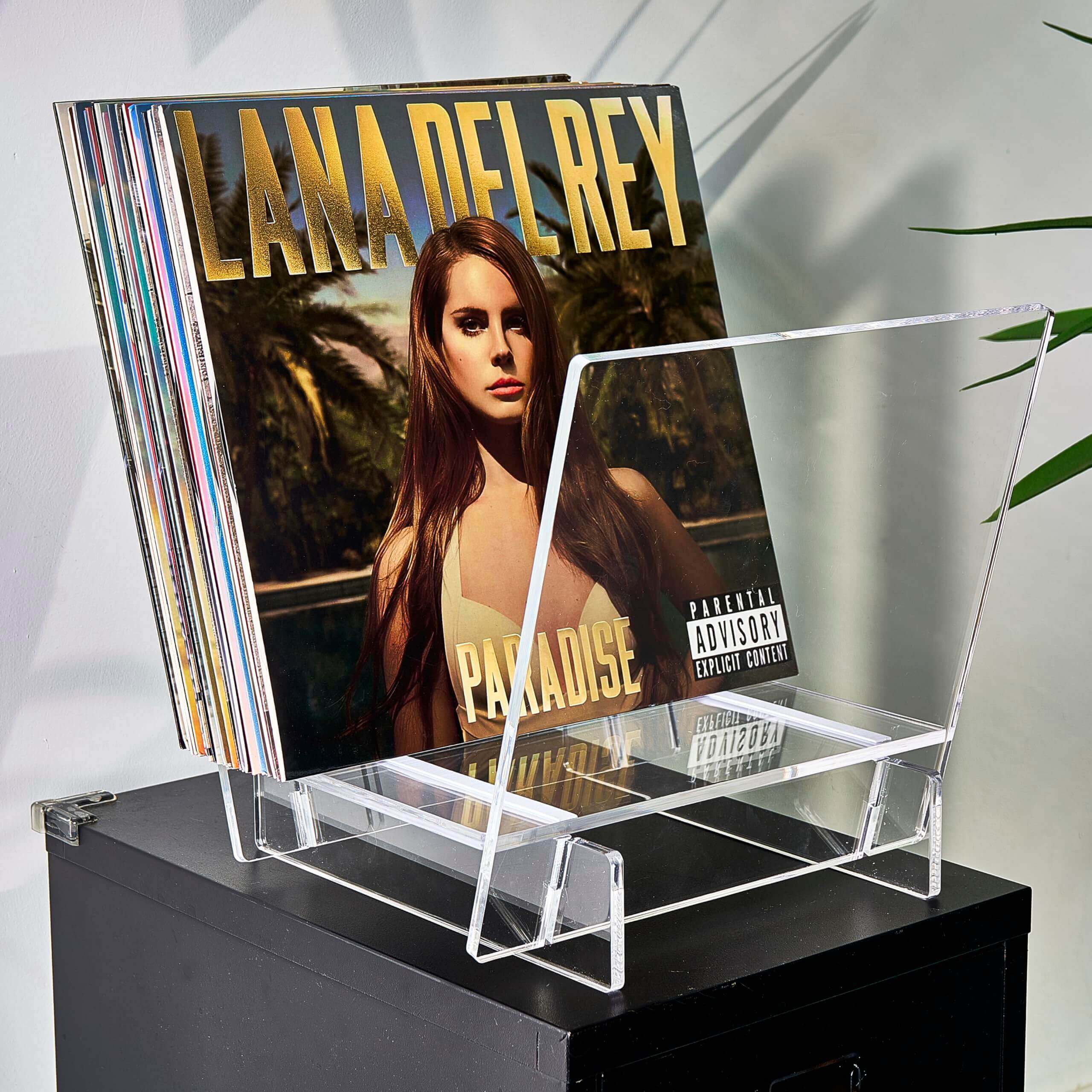 Acrylic Vinyl Record Holder for 40 LPs – Clear V-Shaped Record Storage & Display Stand