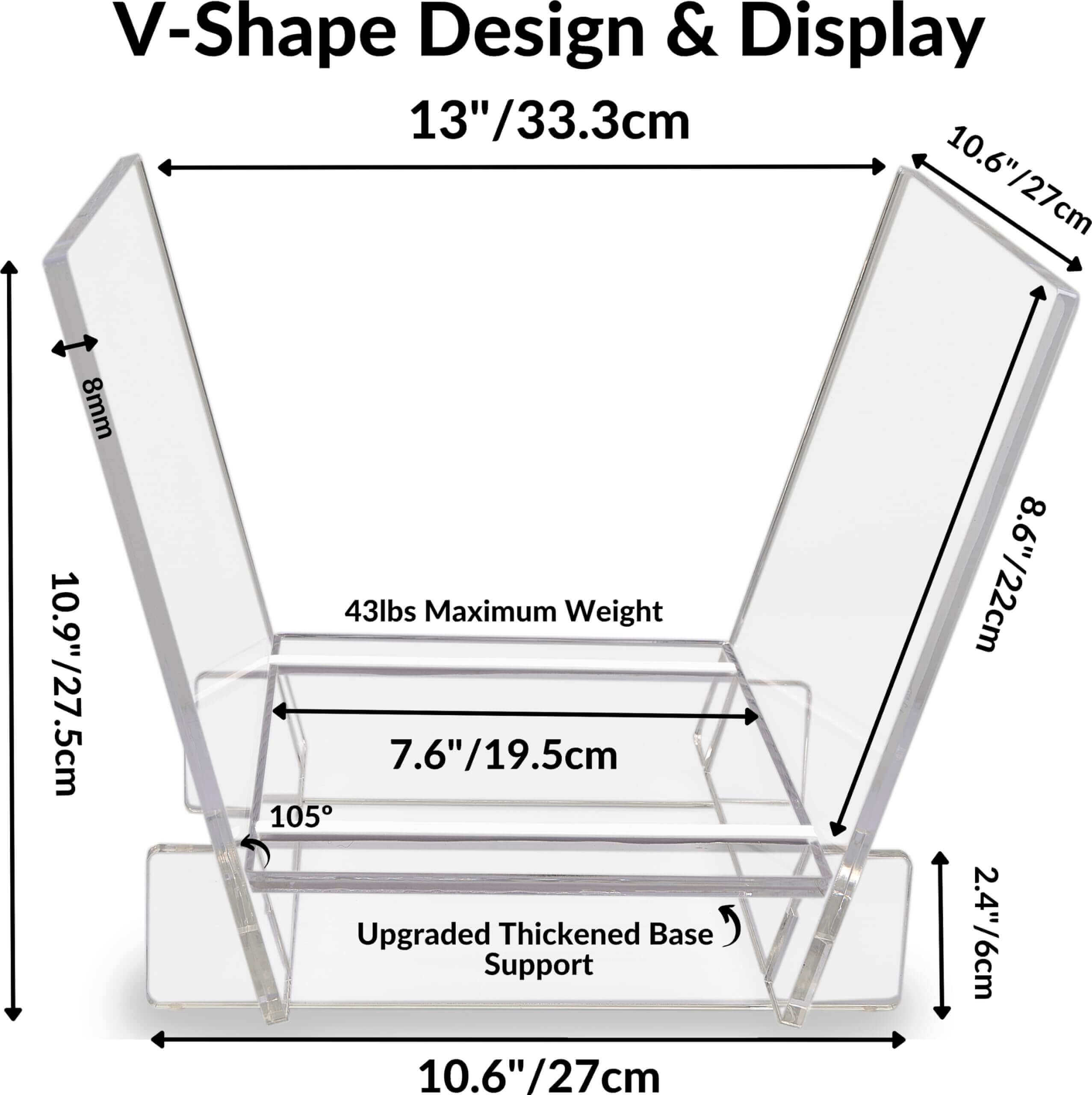 Acrylic Vinyl Record Holder for 40 LPs – Clear V-Shaped Record Storage & Display Stand