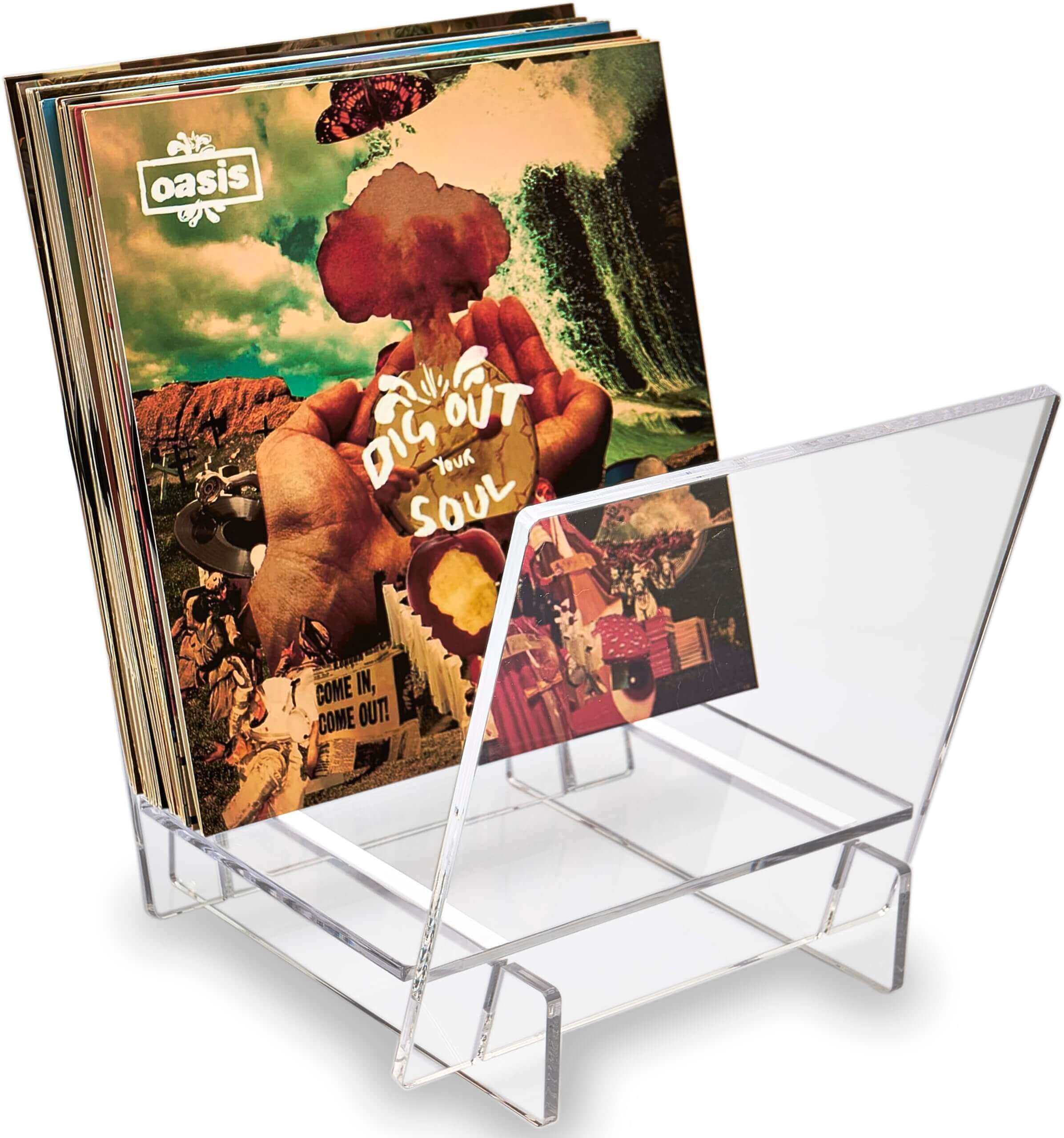 Acrylic Vinyl Record Holder for 40 LPs – Clear V-Shaped Record Storage & Display Stand