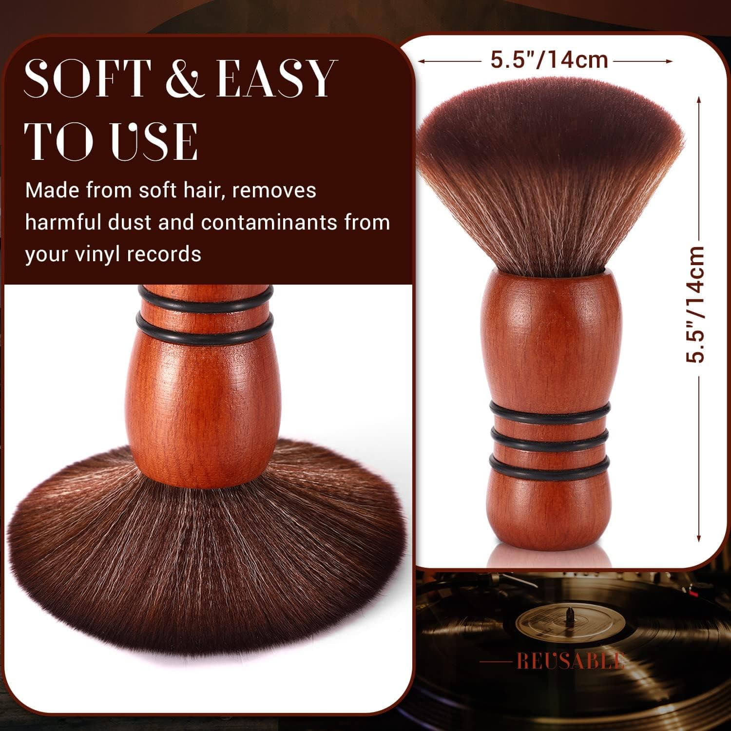 Anti-Static Vinyl Record Cleaning Brush – Brown