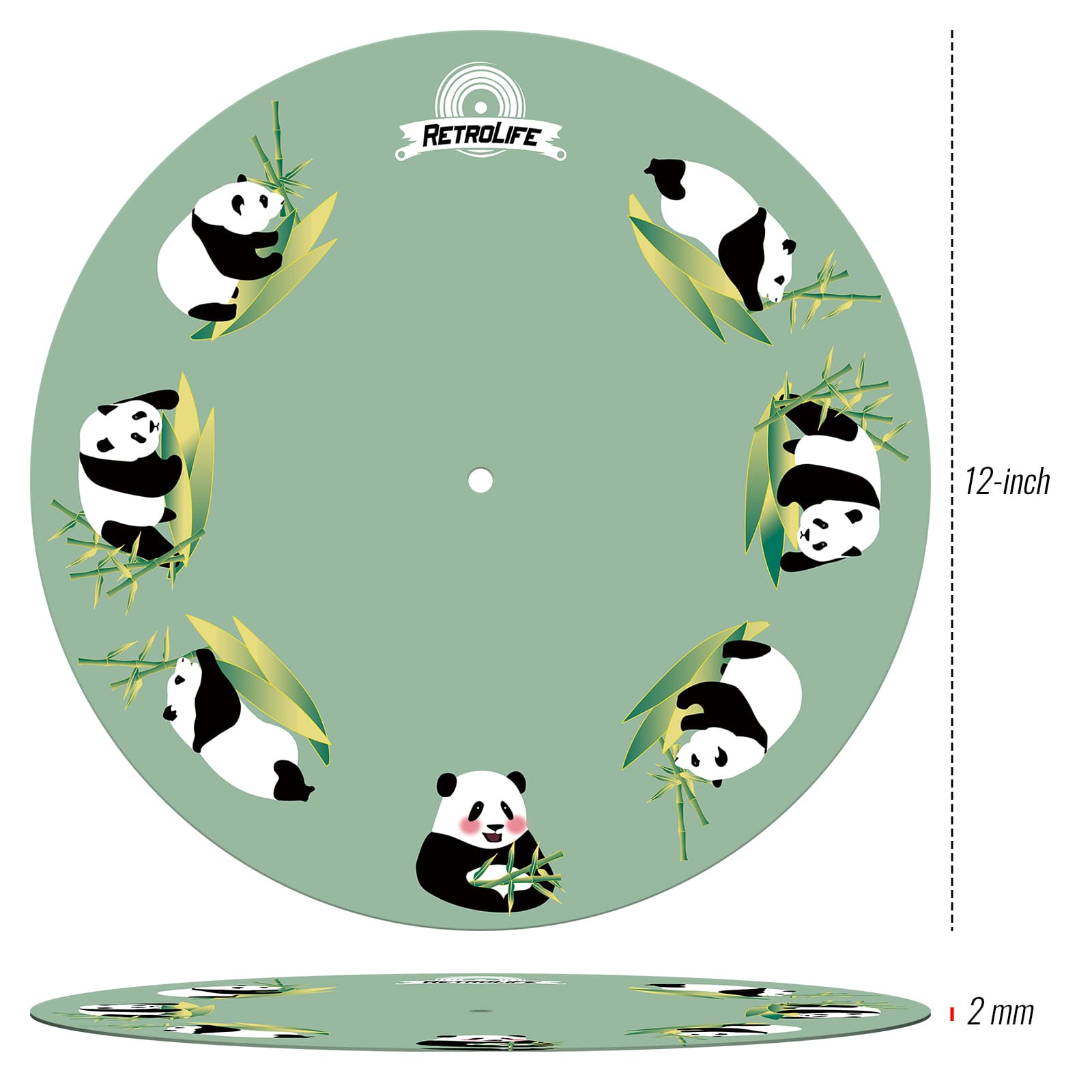 Panda Style 2mm Felt Slipmat | Anti-Static Turntable Platter Mat for Vinyl LP Players