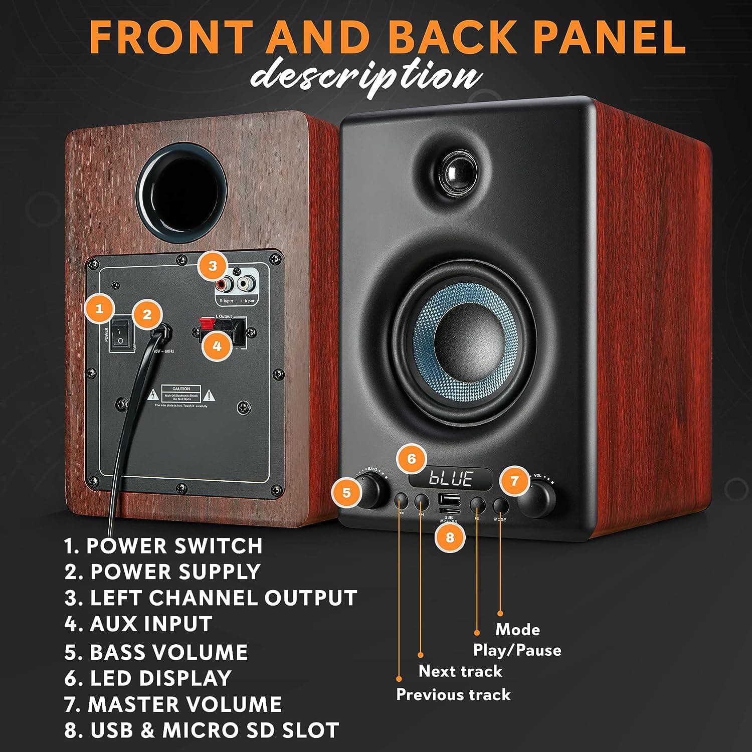 Pyle 300W Hi-Fi Bluetooth Wooden Bookshelf Speaker System – Active Stereo