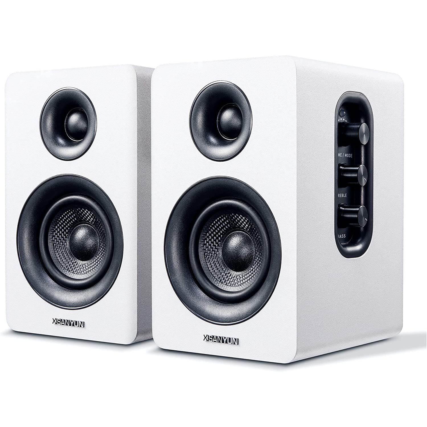 Sanyun 60W Bluetooth 5.0 Active Bookshelf Speakers – White, 2.0 PC & Gaming