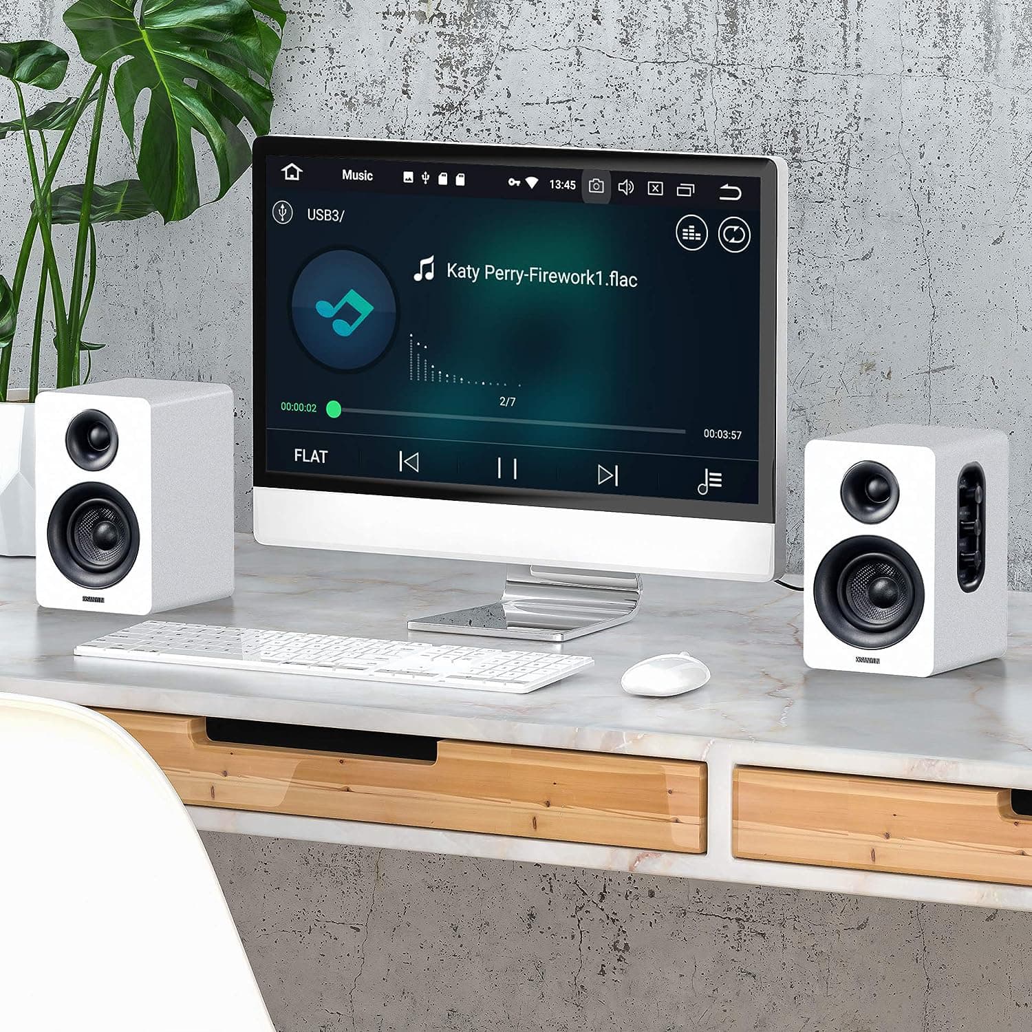Sanyun 60W Bluetooth 5.0 Active Bookshelf Speakers – White, 2.0 PC & Gaming