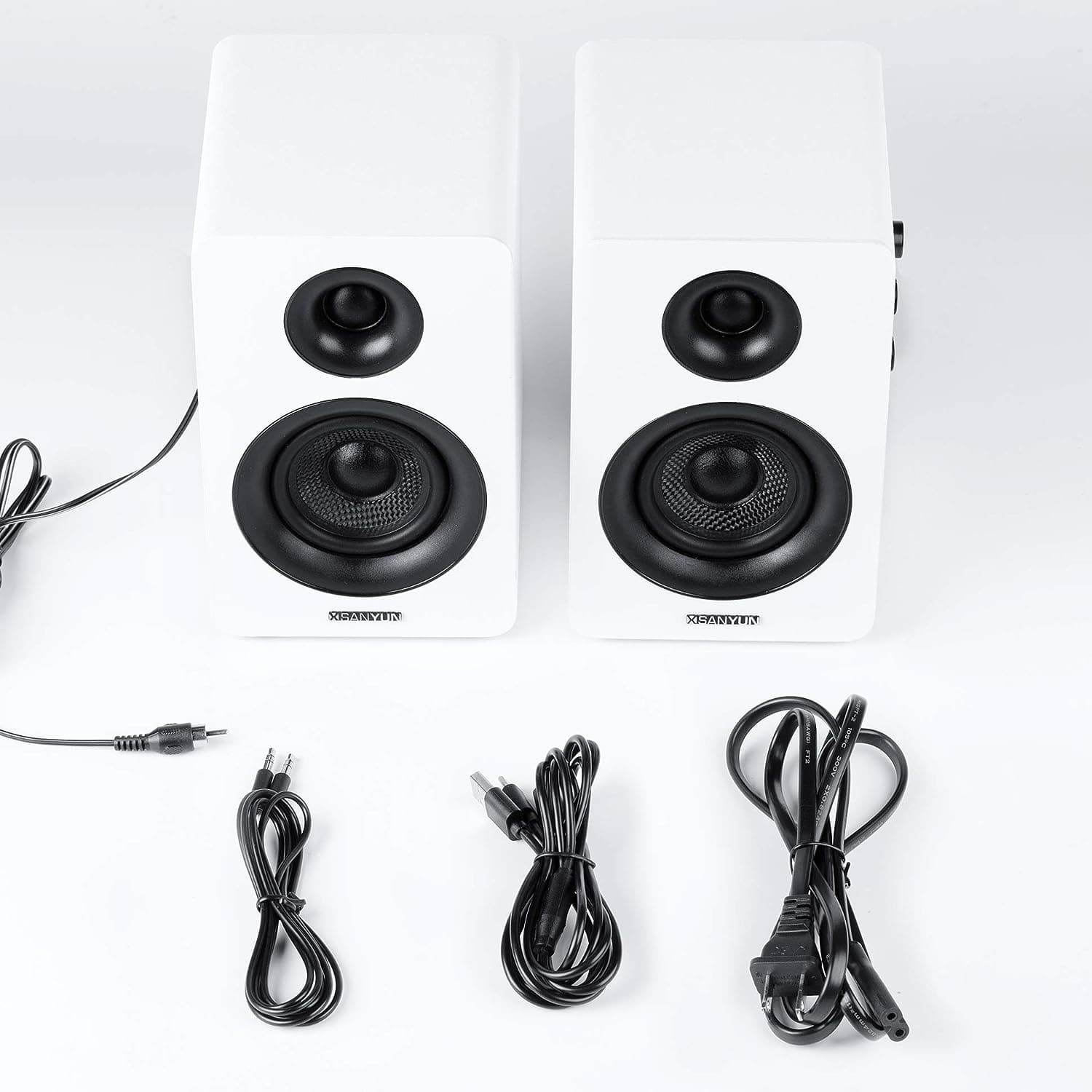 Sanyun 60W Bluetooth 5.0 Active Bookshelf Speakers – White, 2.0 PC & Gaming