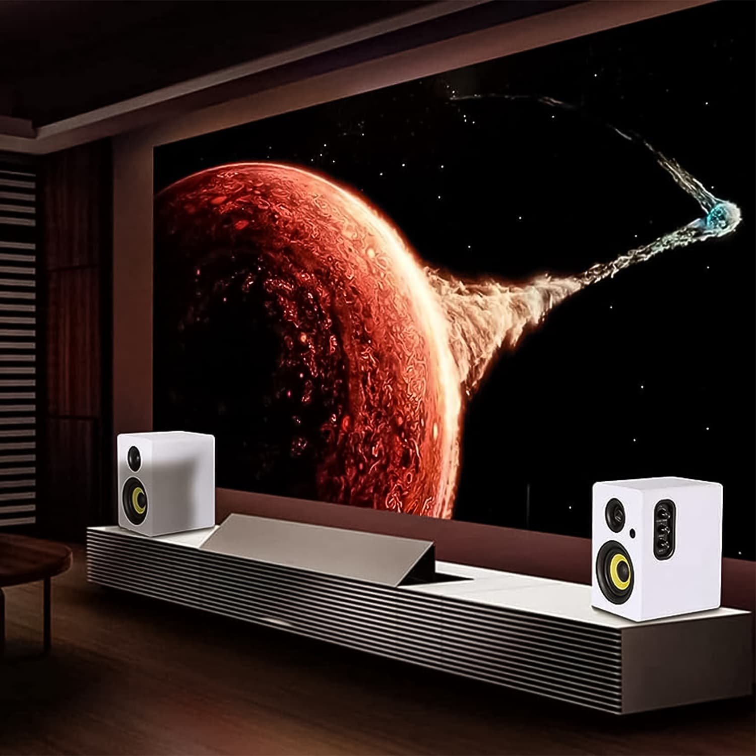 Sanyun 80W Bluetooth 5.0 Hi-Fi Dual-Mode Bookshelf Speakers – White