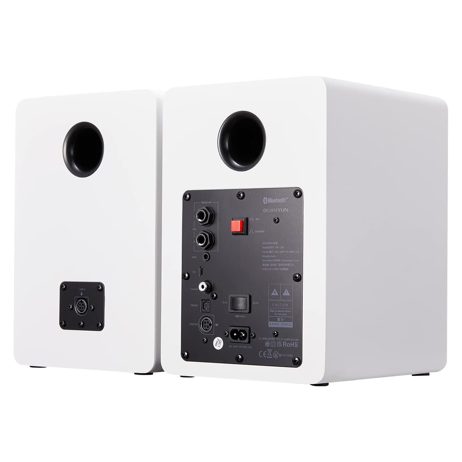 Sanyun 80W Bluetooth 5.0 Hi-Fi Dual-Mode Bookshelf Speakers – White