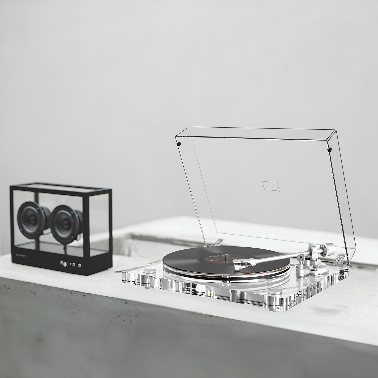 Christmas Limited Time Special | All-Acrylic Transparent High-Fidelity Bluetooth Vinyl Turntable and Transparent Speaker Combo Set