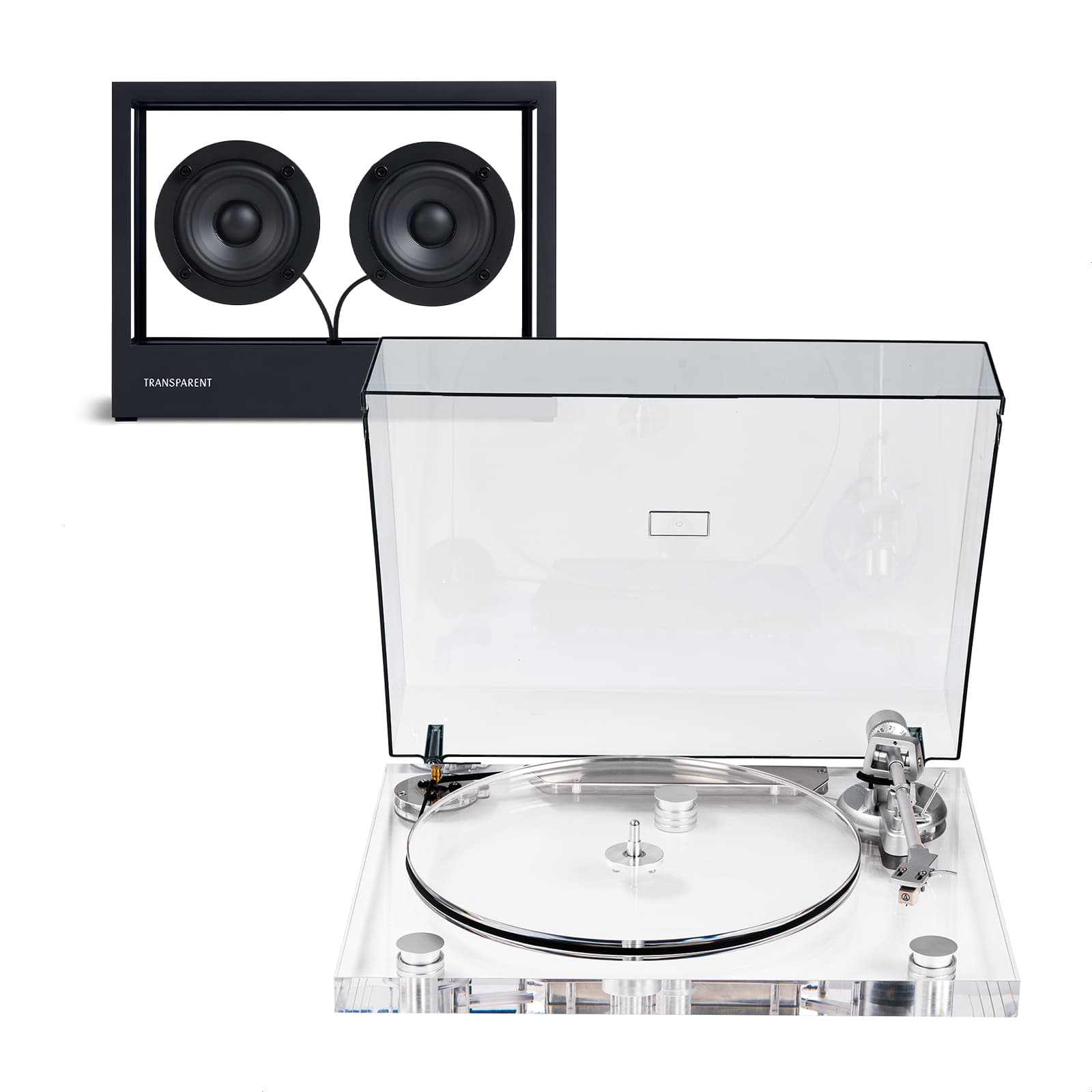 Acrylic Hi-Fi Turntable System ICE1 with Transparent Bluetooth Speaker