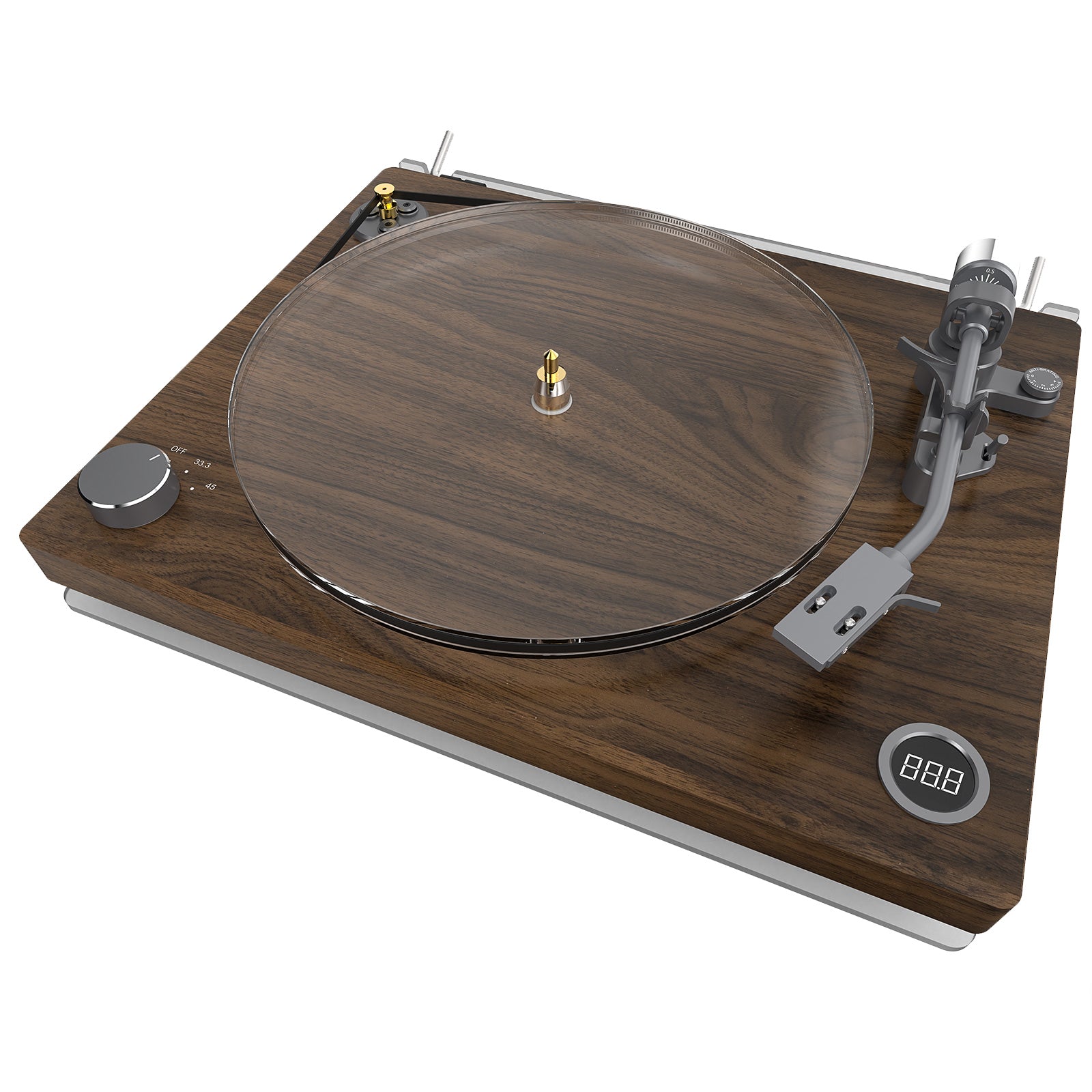 Analog Turntable with MM Cartridge, Acrylic Platter, Speed Control, and Vibration Isolation