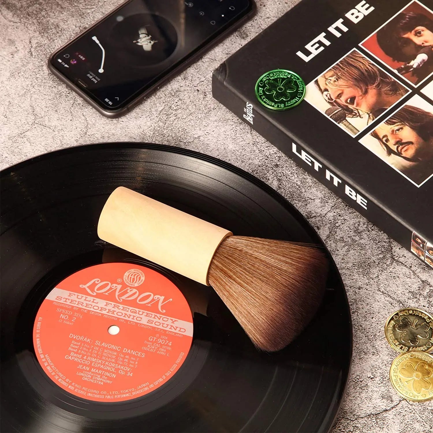 Anti-Static Vinyl Cleaning Record Brush Wood Color