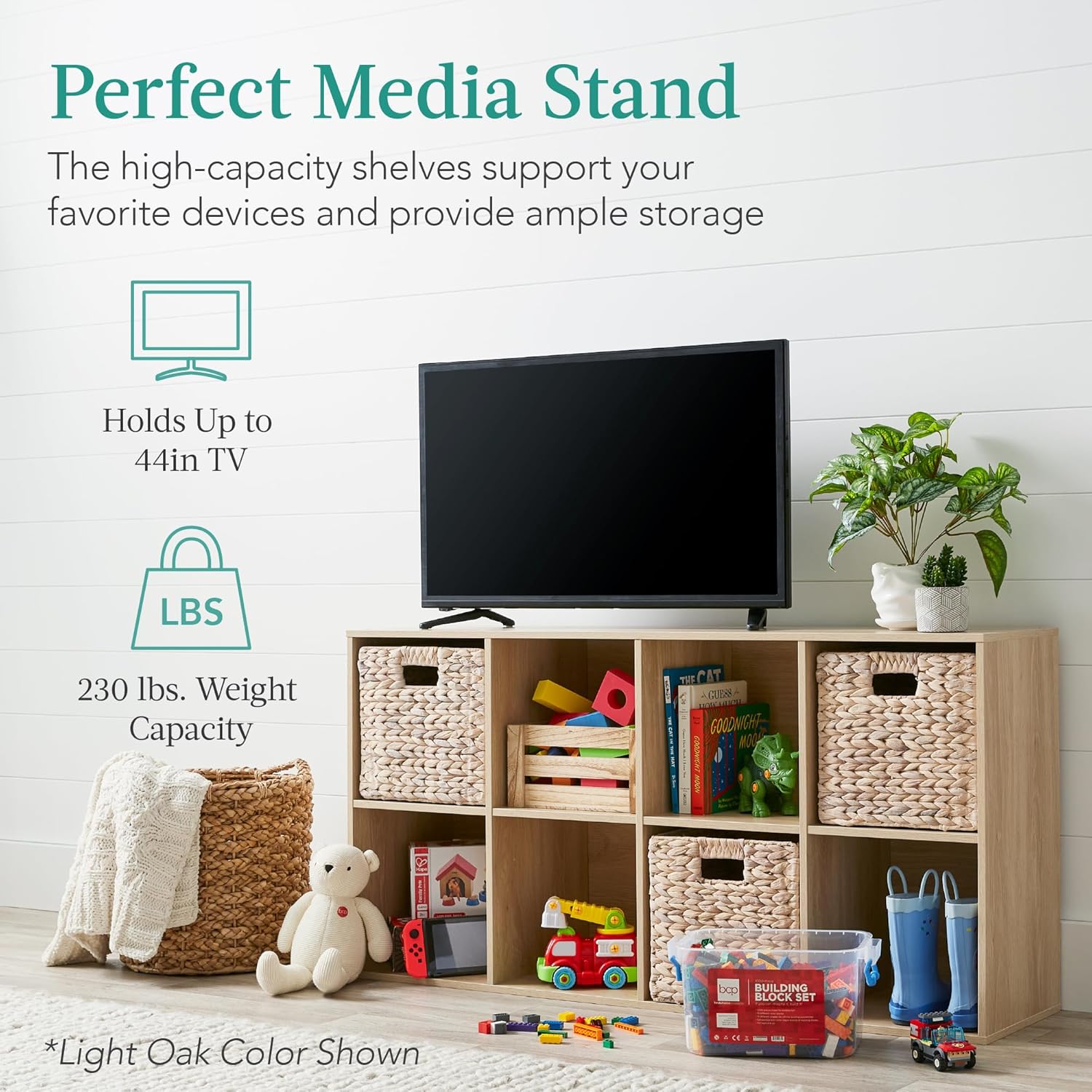8-Cube Storage Organizer with Removable Panels – Customizable Books & Decor Display