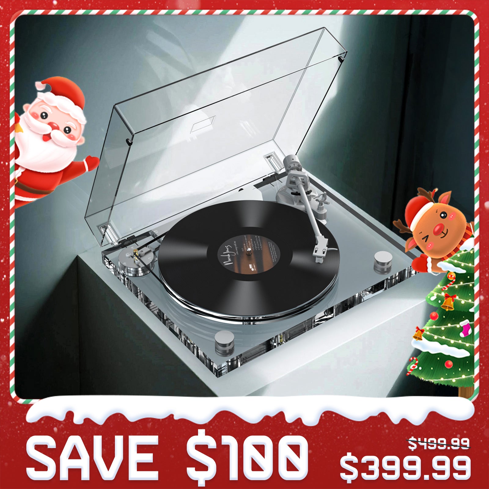 The Genesis Professional Transparent Hi-Fi Bluetooth Vinyl Turntable