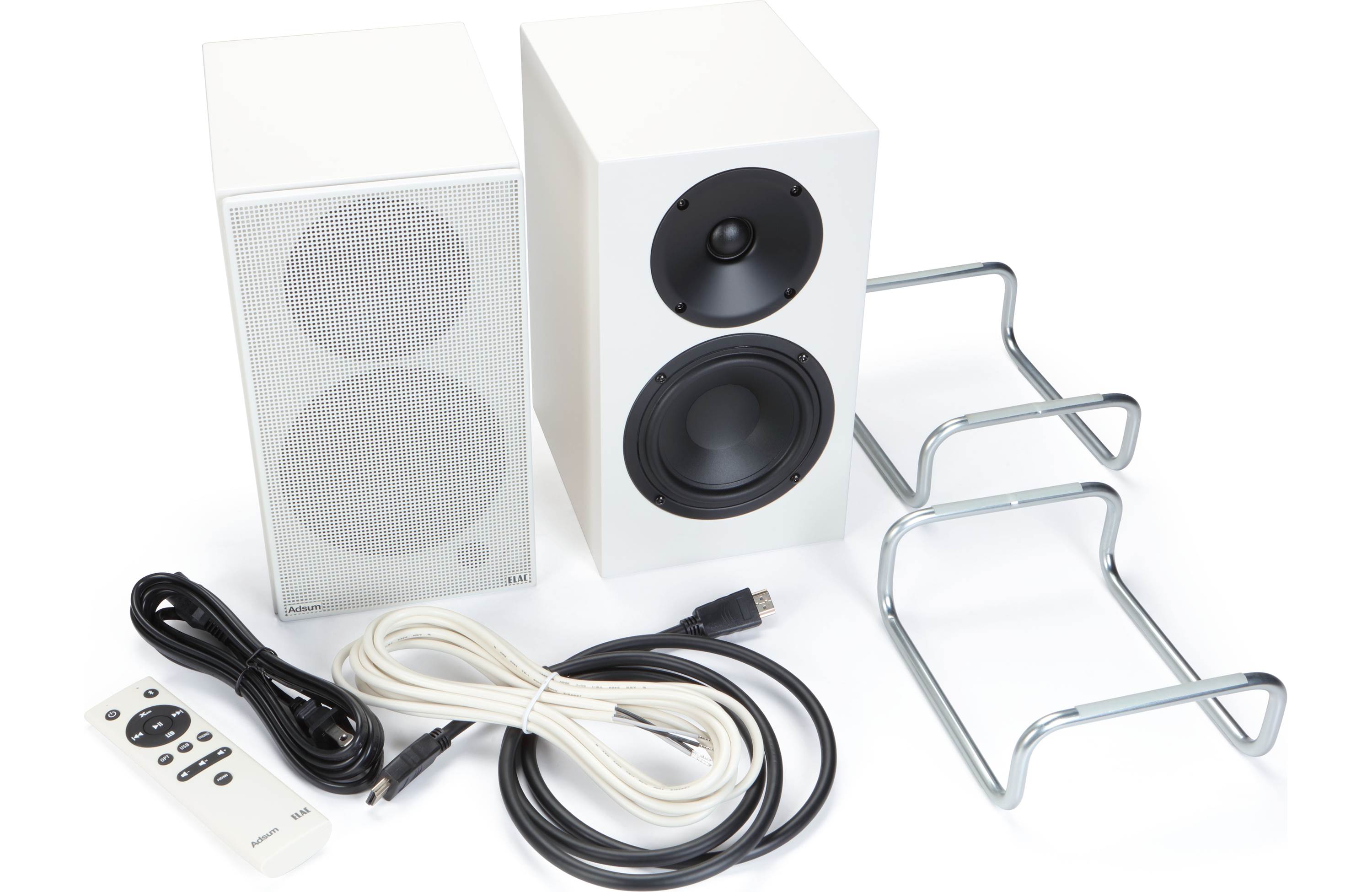 ELAC Debut ConneX Adsum Powered Stereo Speakers with Phono Input, HDMI ARC & Bluetooth – 50W x 2, Includes Desktop Stands