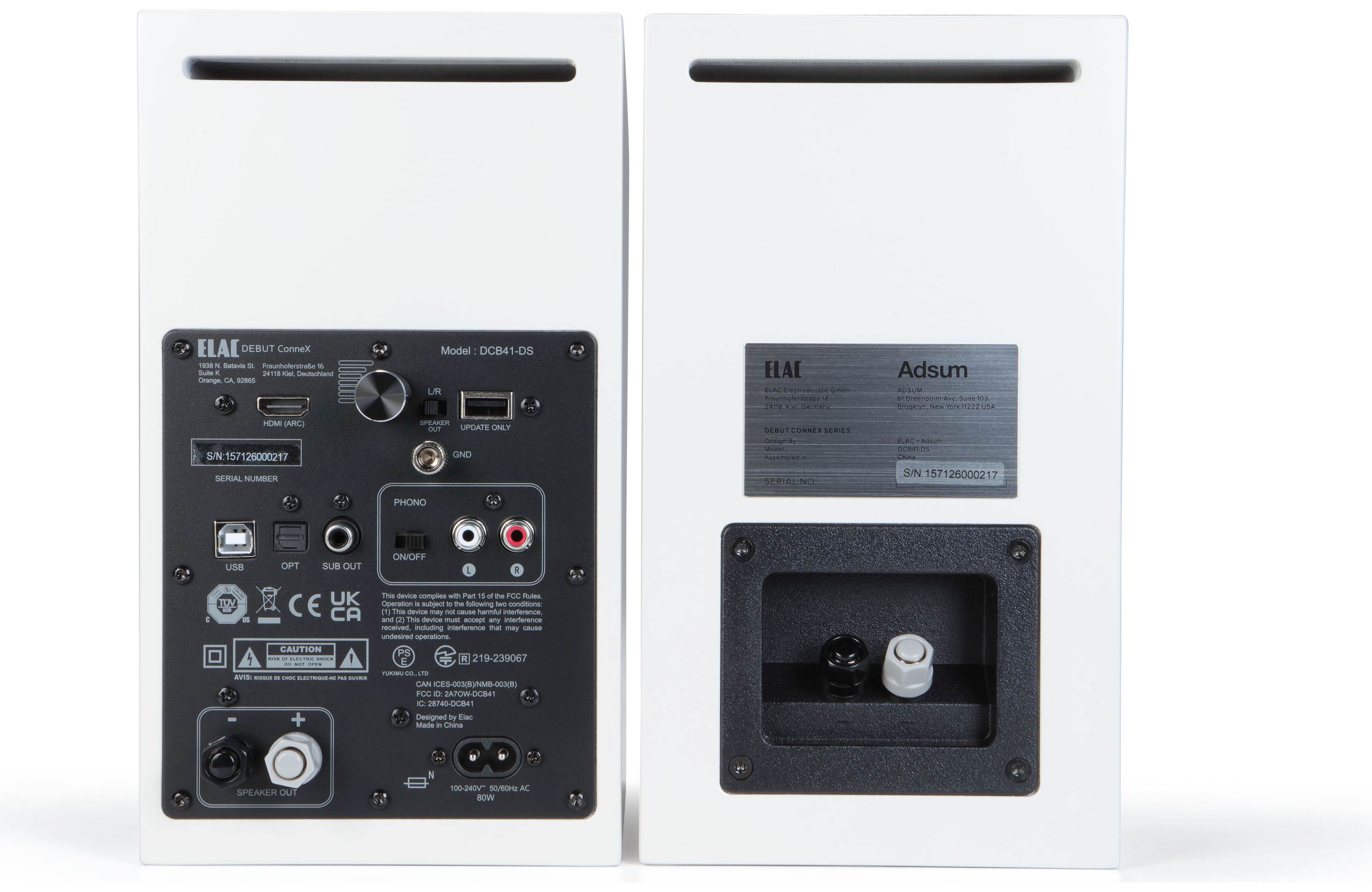 ELAC Debut ConneX Adsum Powered Stereo Speakers with Phono Input, HDMI ARC & Bluetooth – 50W x 2, Includes Desktop Stands