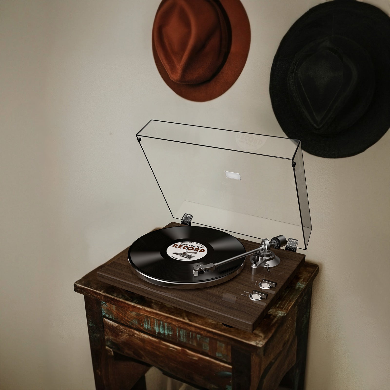 HQKZ-006 the Classic Bluetooth Vinyl Turntable with High Fidelity Sound