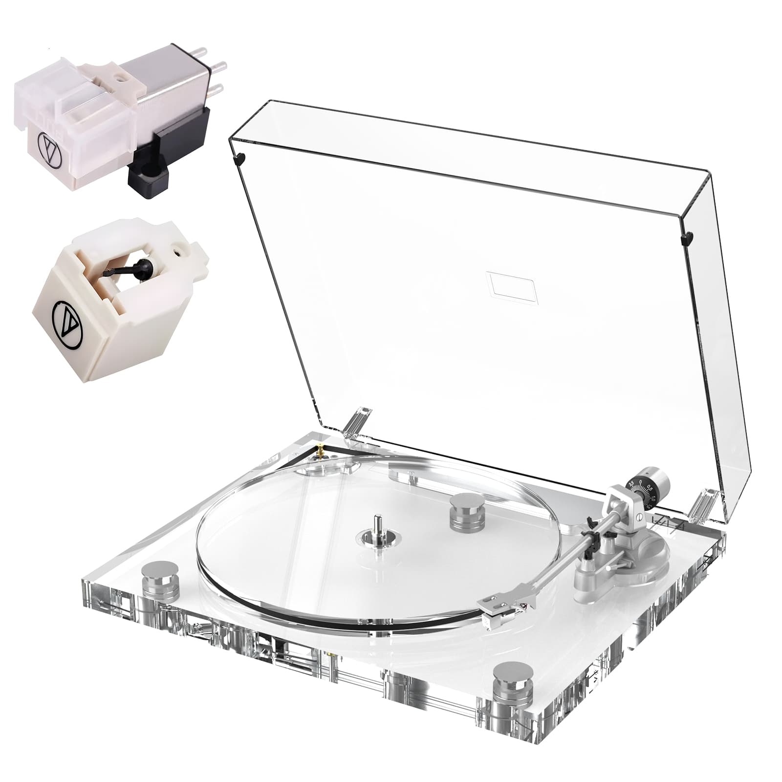 Acrylic Bluetooth Turntable with Audio Technica Cartridge and Stylus
