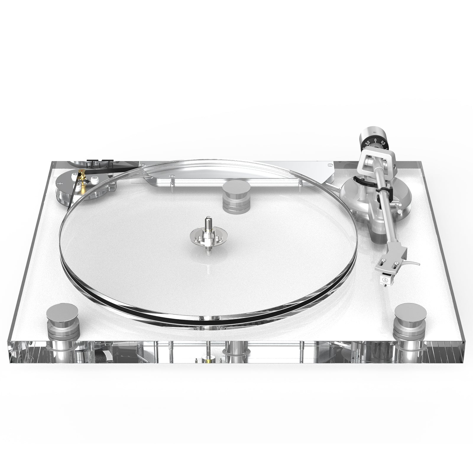 Audiophile Transparent Vinyl Turntable with Fully Balanced Hi-Fi Output