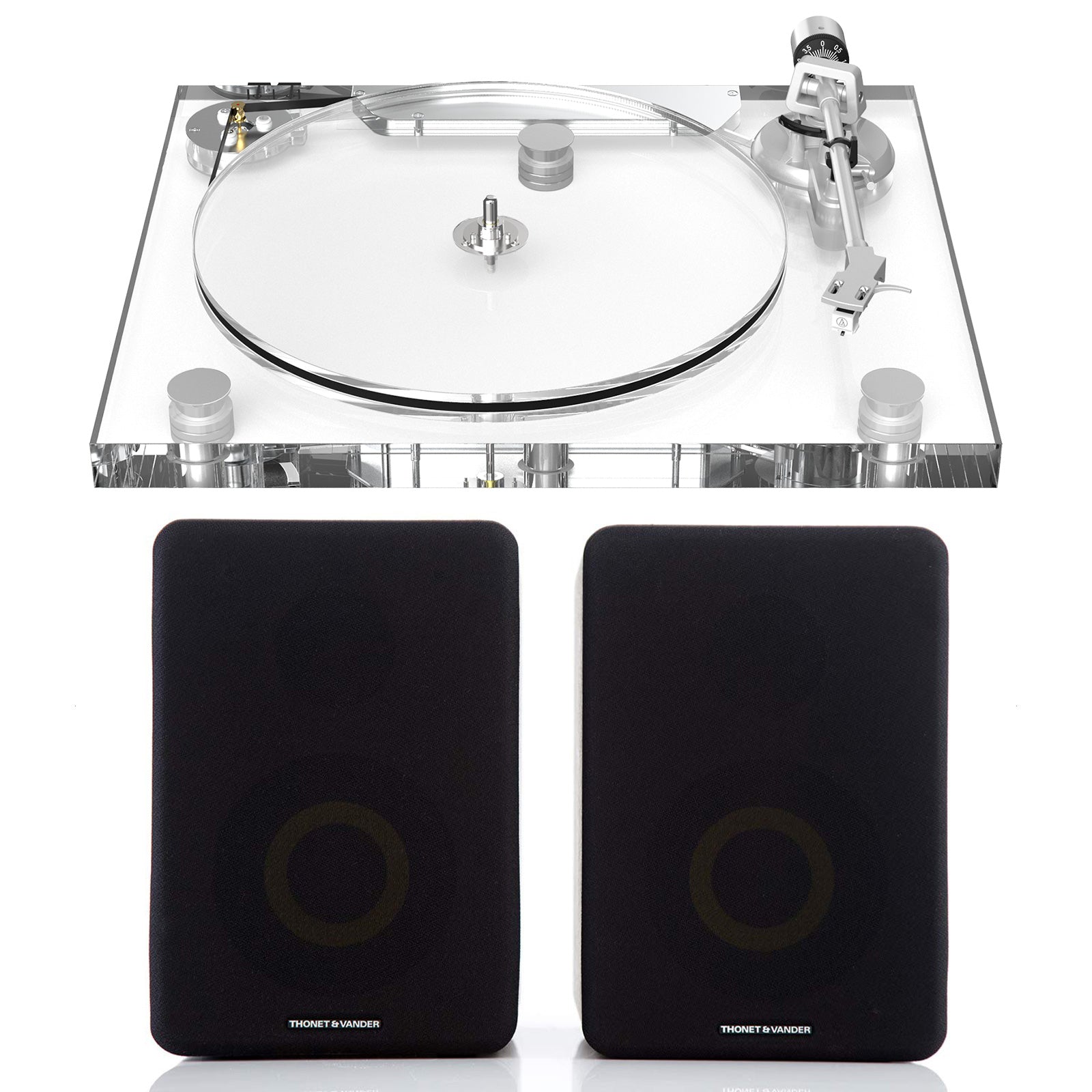ICE1-V2 Acrylic Turntable + Thonet and Vander Bluetooth Speakers – Premium Vinyl Audio System
