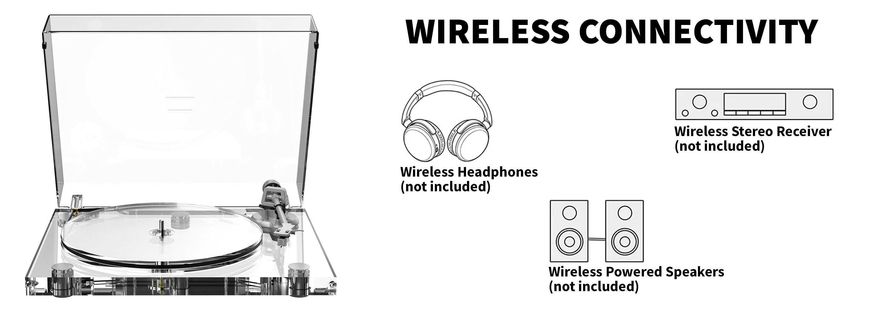 ICE1 Full Acrylic Bluetooth Vinyl Turntable – High-Fidelity Sound