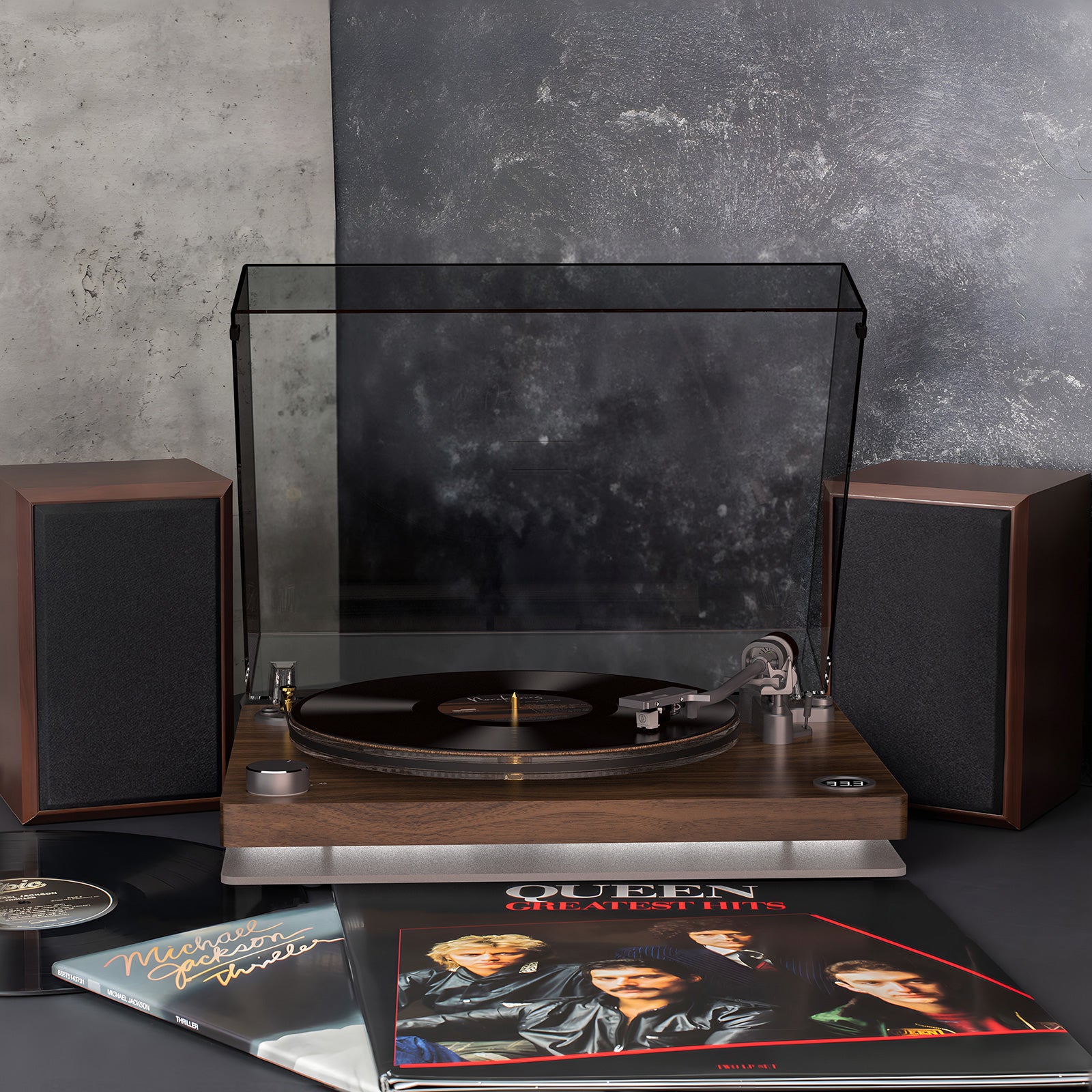 Pure Analog Hi-Fi Turntable with Desktop Subwoofer Speakers