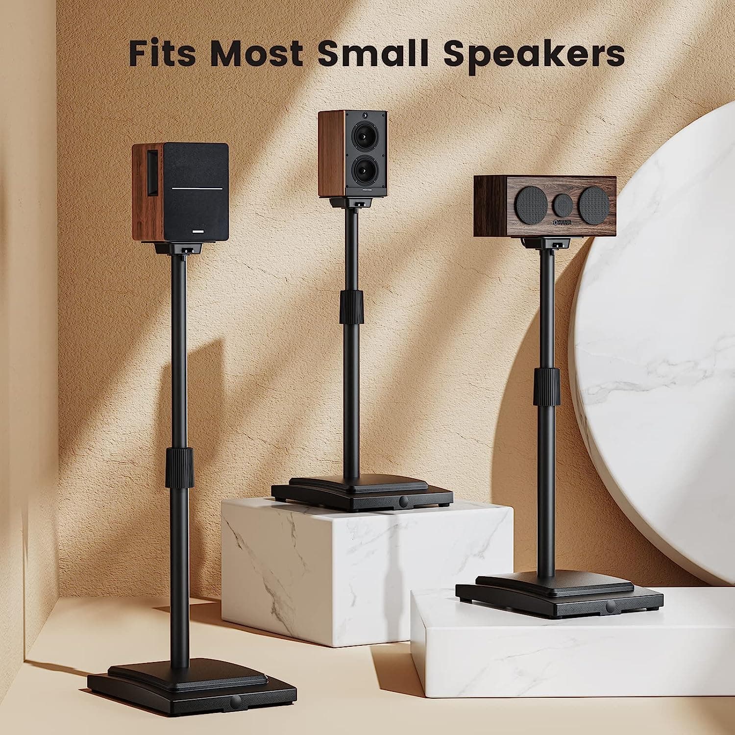 Stable Bookshelf Speaker Stands with Weighted Base