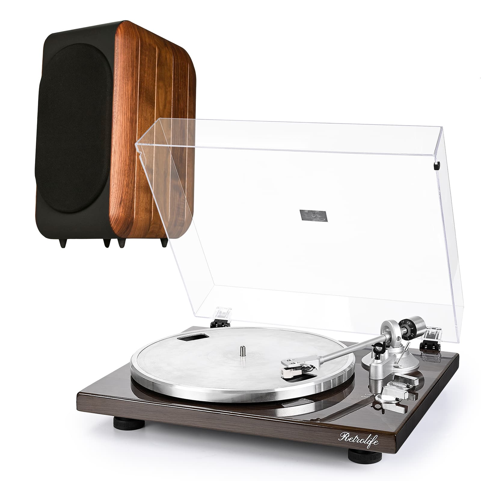 HQKZ-006 High Fidelity Turntable with Chario 120W Bookshelf Speakers