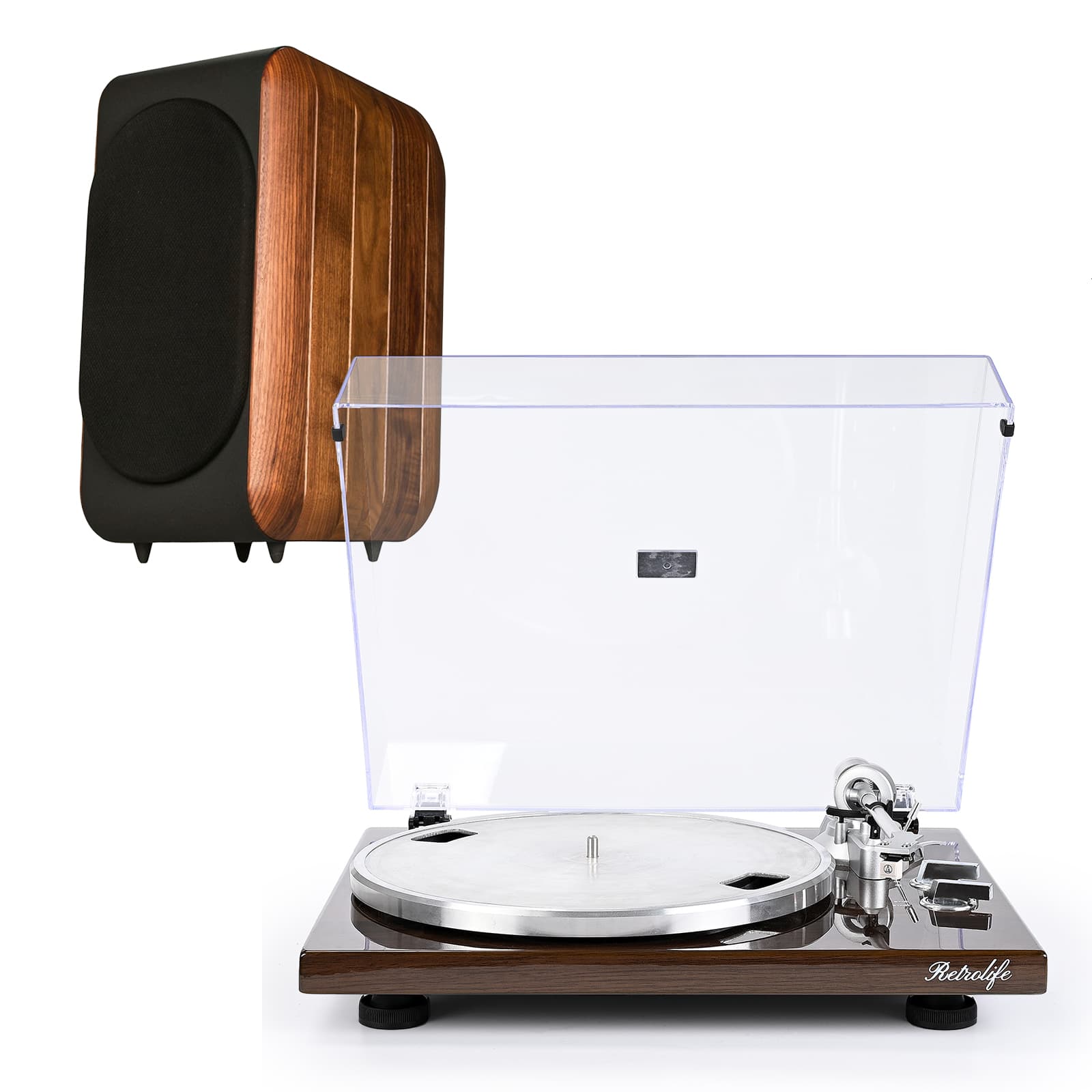 HQKZ-006 High Fidelity Turntable with Chario 120W Bookshelf Speakers