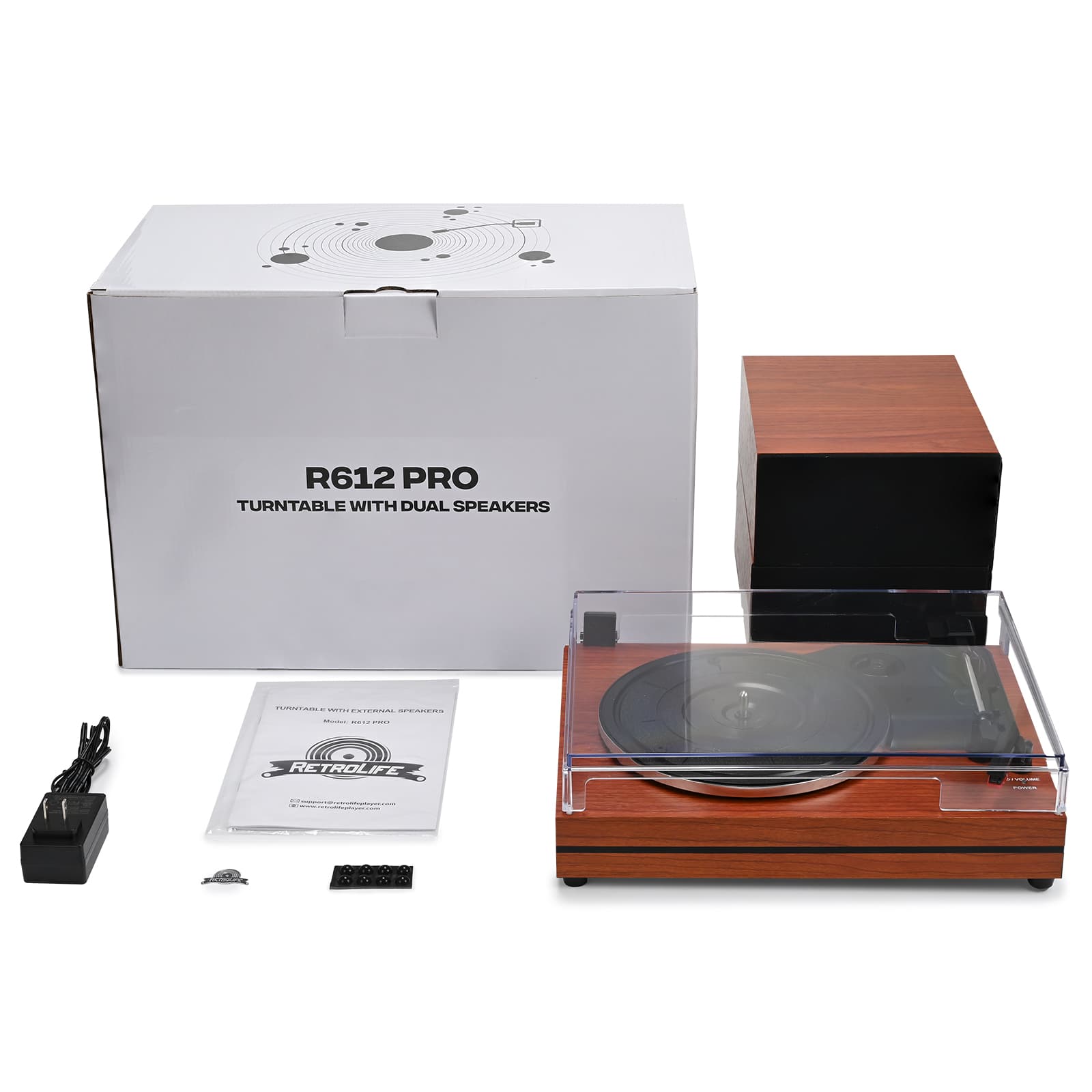 The R612 Pro Upgraded Vintage Turntable System with Stereo Speakers