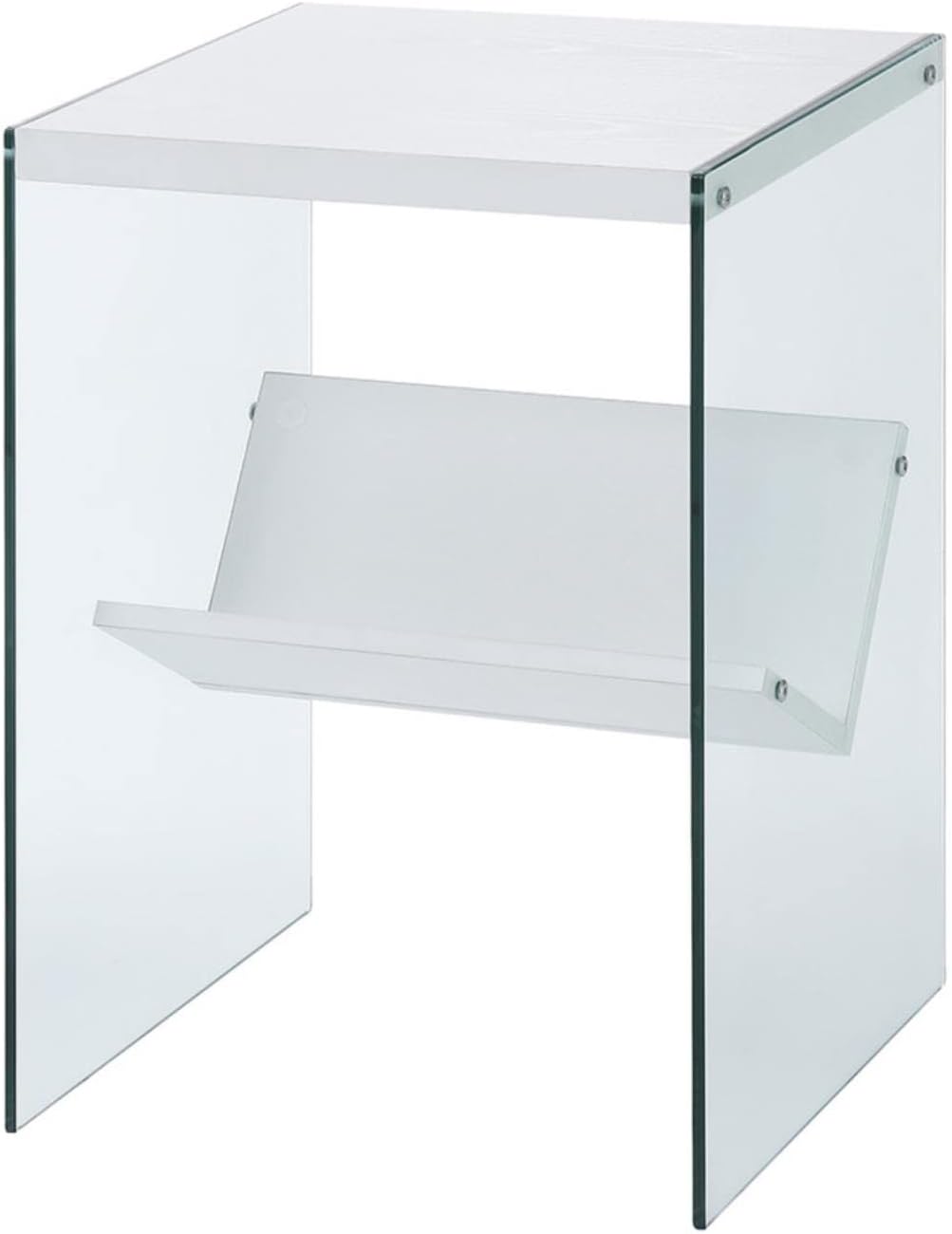 White Glass Home Use End Shelf Table
