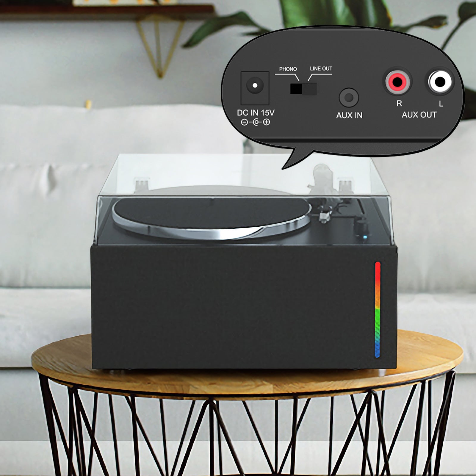 All-in-One Bluetooth Vinyl Turntable with 80W HiFi Speakers & Replaceable MM Cartridge