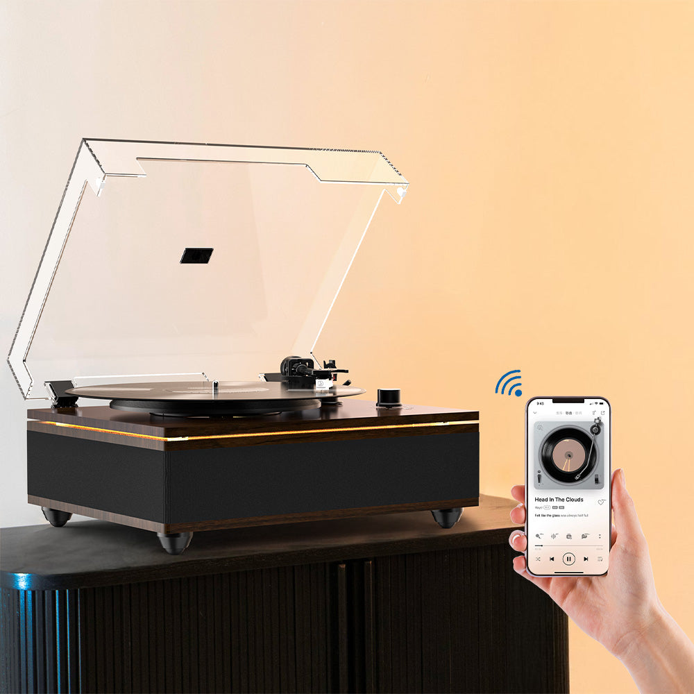 Bluetooth Record Player | All-in-One Vintage Turntable with HiFi Speakers
