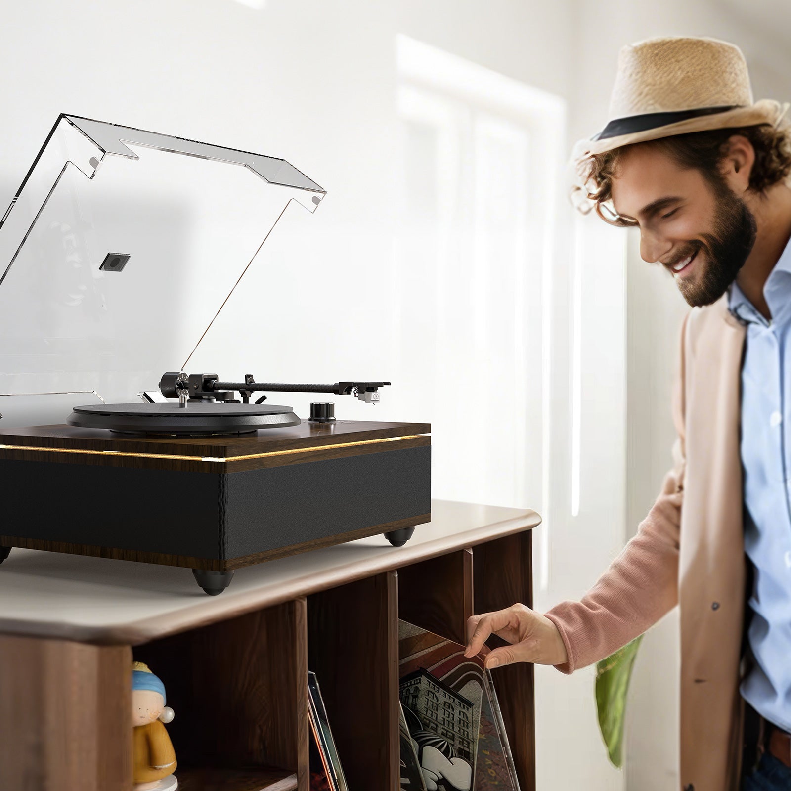 Bluetooth Record Player | All-in-One Vintage Turntable with HiFi Speakers