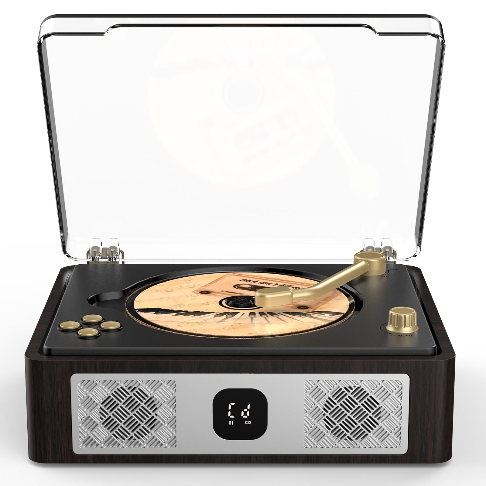 Bluetooth CD Player with Built-in Stereo Speakers & Remote – Portable Retro Home Music Player