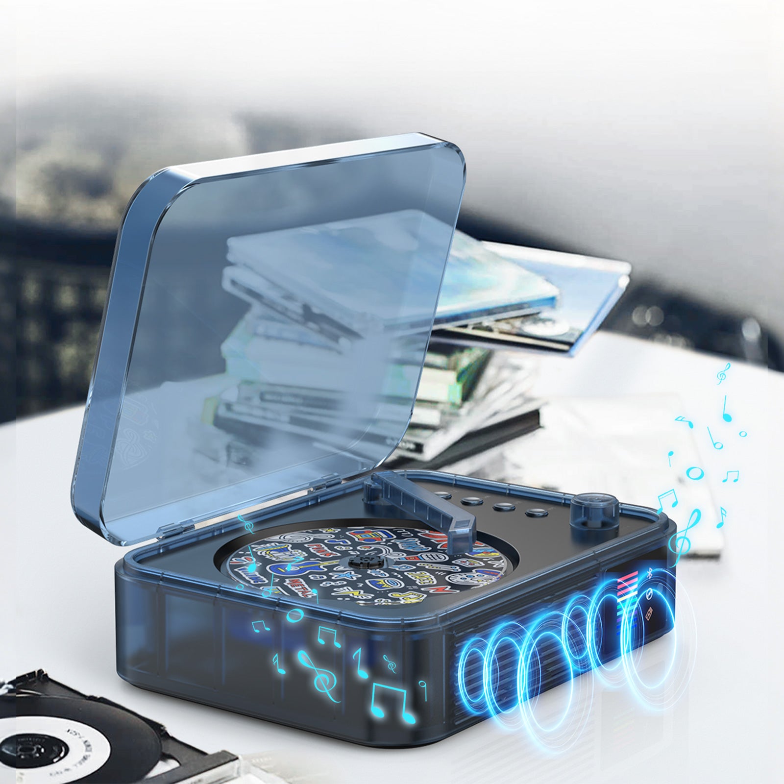 Portable Retro Bluetooth CD Player with Built-in Speakers