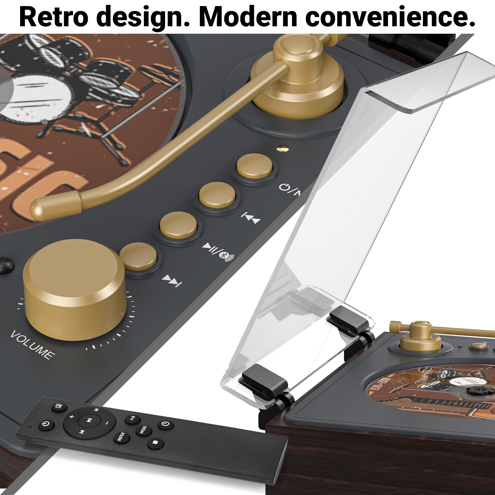 Retro Bluetooth CD Player with Built-in Stereo Speakers