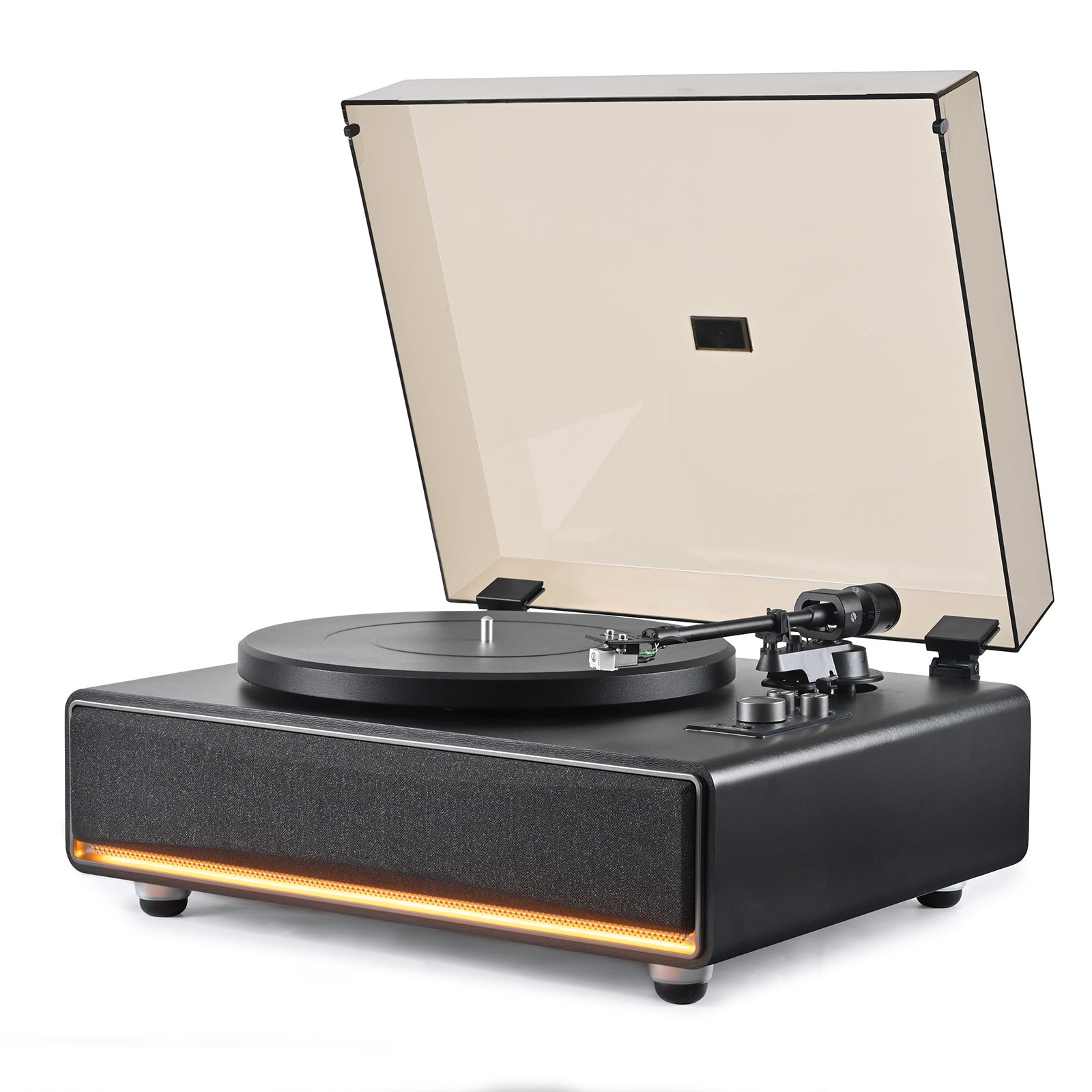 Vintage All-in-One Bluetooth Record Player with 40W Hi-Fi Speakers & Warm Ambient Light