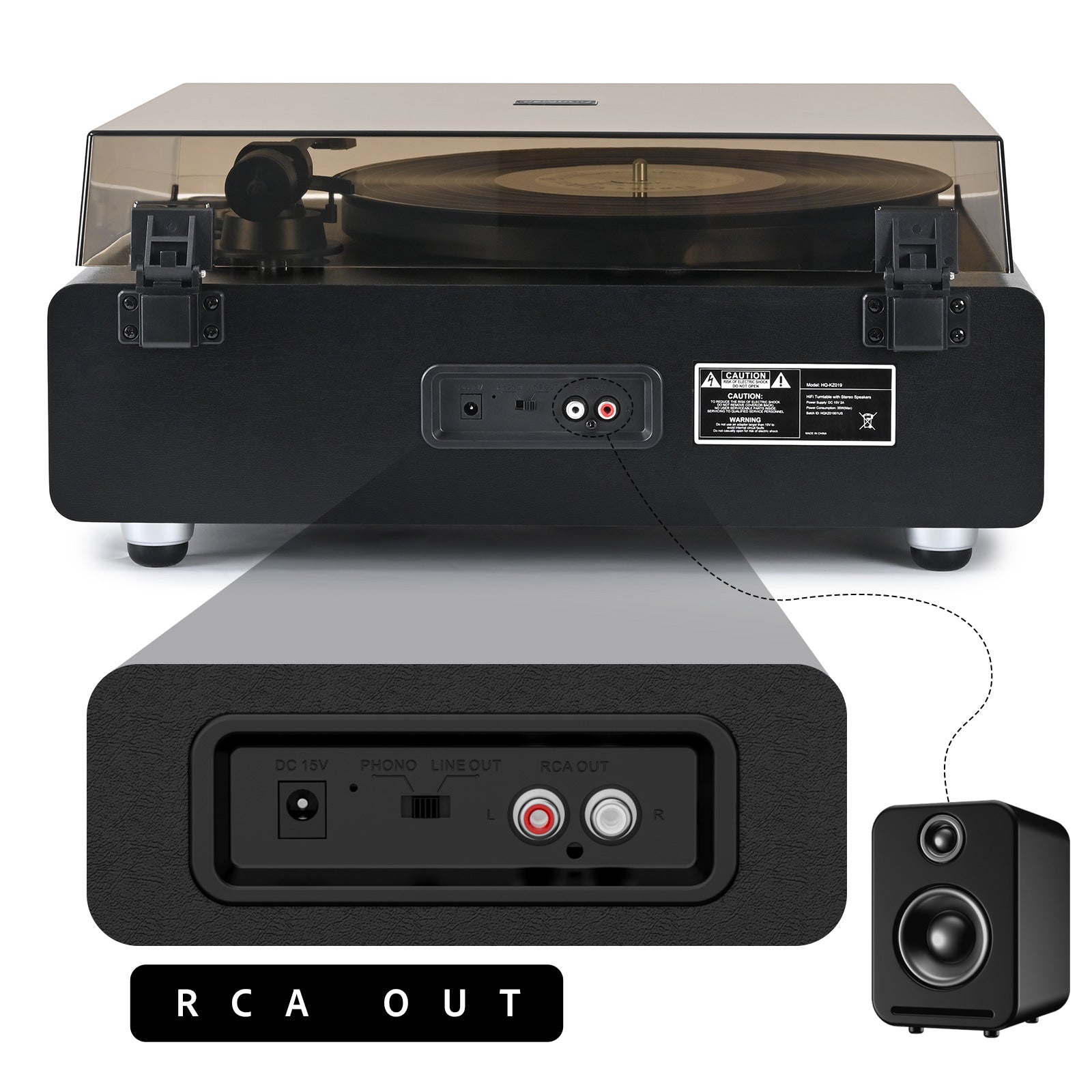 Vintage All-in-One Bluetooth Record Player with 40W Hi-Fi Speakers & Warm Ambient Light