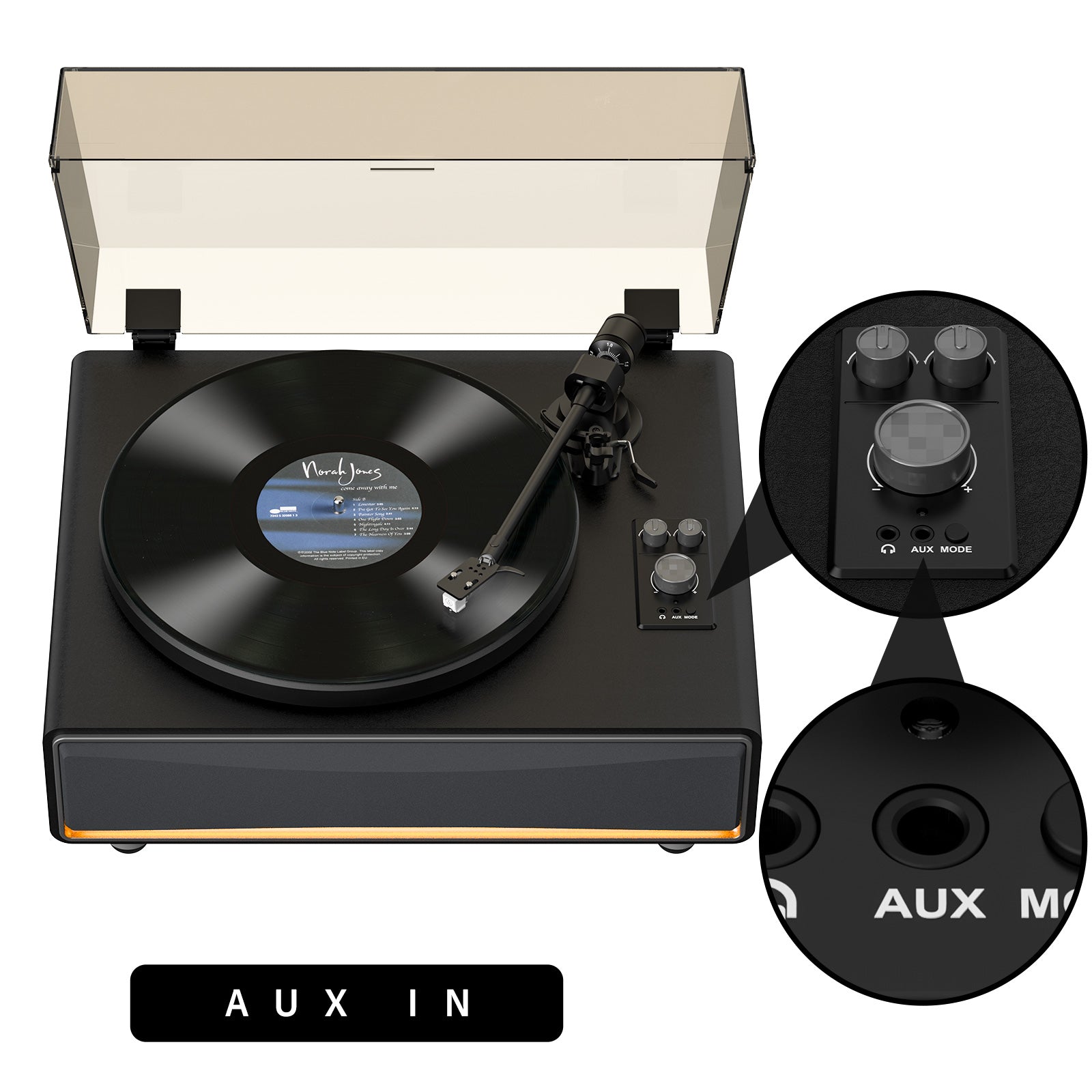 Vintage All-in-One Bluetooth Record Player with 40W Hi-Fi Speakers & Warm Ambient Light