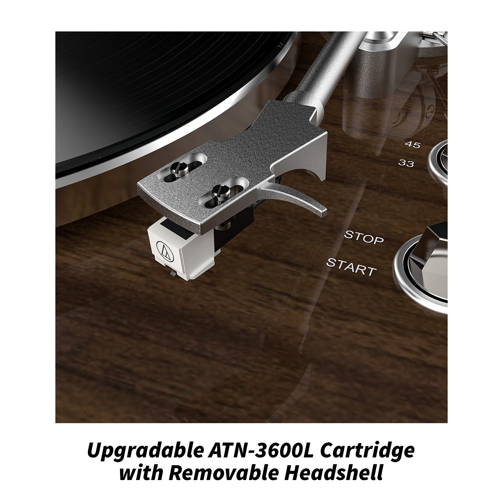 Belt Drive Turntable with USB, Bluetooth, Audio Technica MM Cartridge