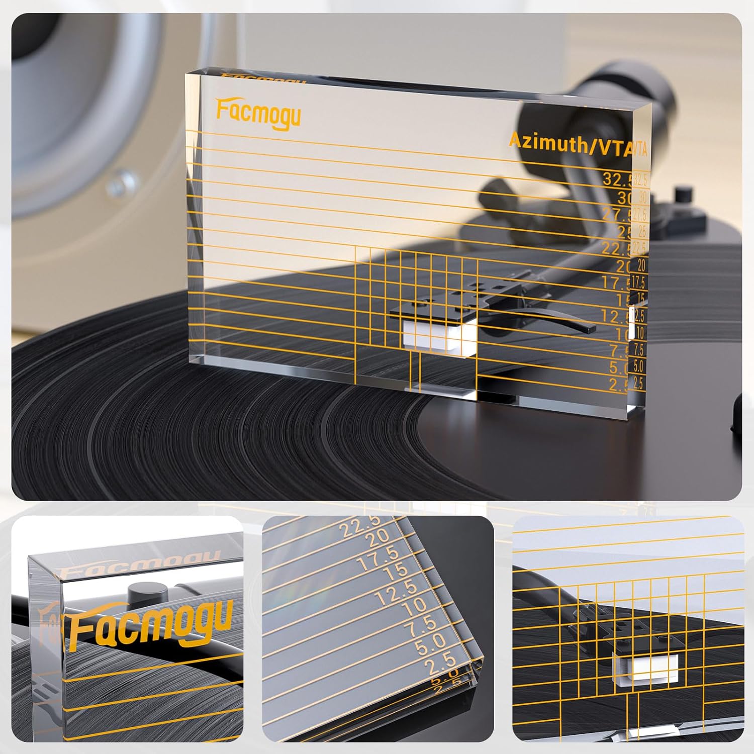 Clear Acrylic Block Ruler for Turntable Cartridge Alignment