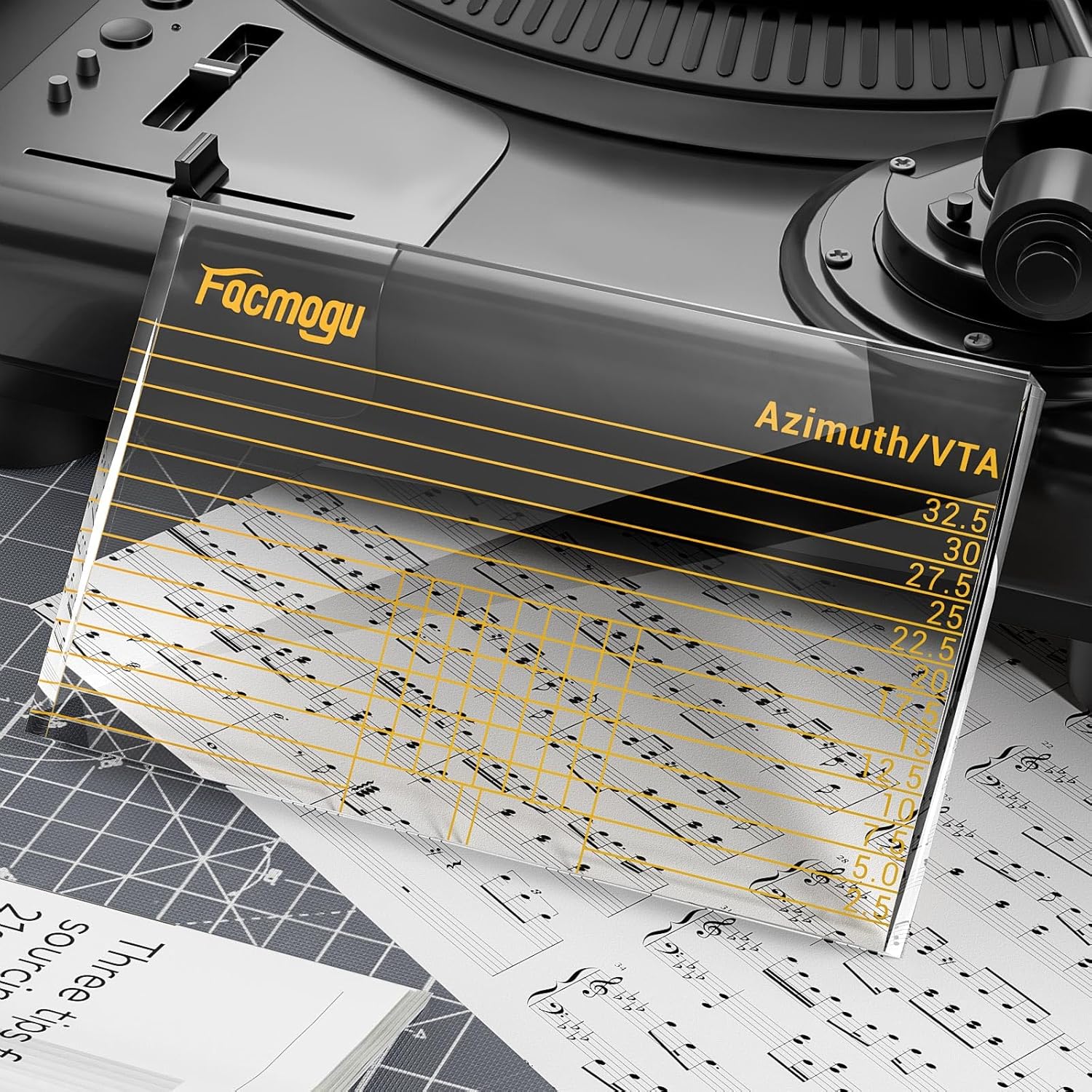 Clear Acrylic Block Ruler for Turntable Cartridge Alignment