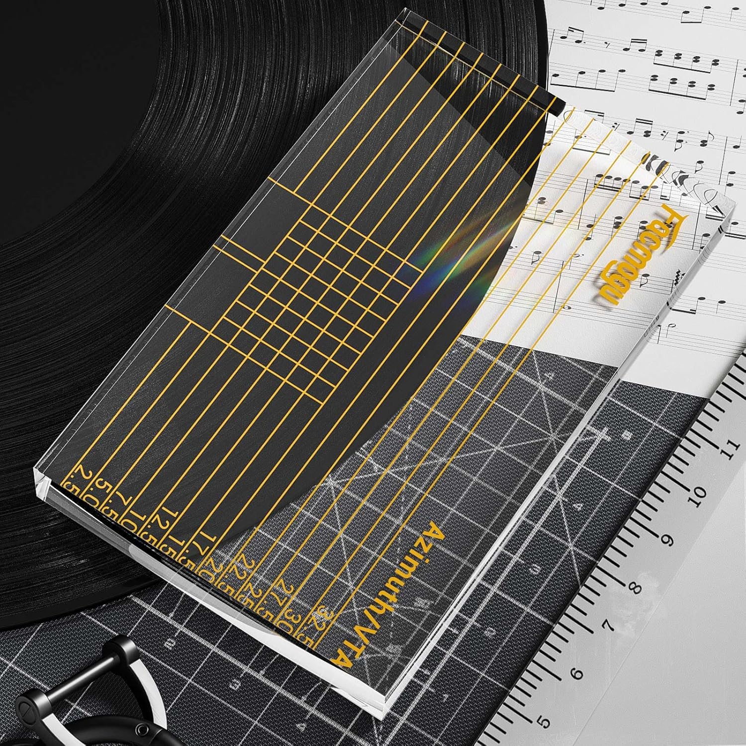 Clear Acrylic Block Ruler for Turntable Cartridge Alignment