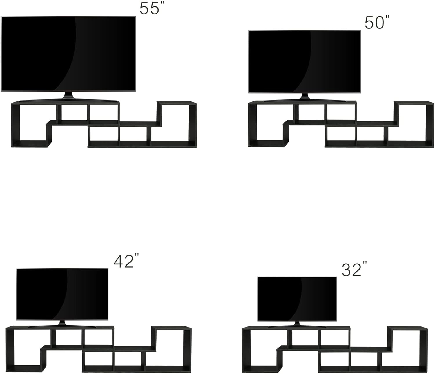 Double 41" L-Shaped TV Stand, Modern Entertainment Center Media Stand with Open Storage Shelves