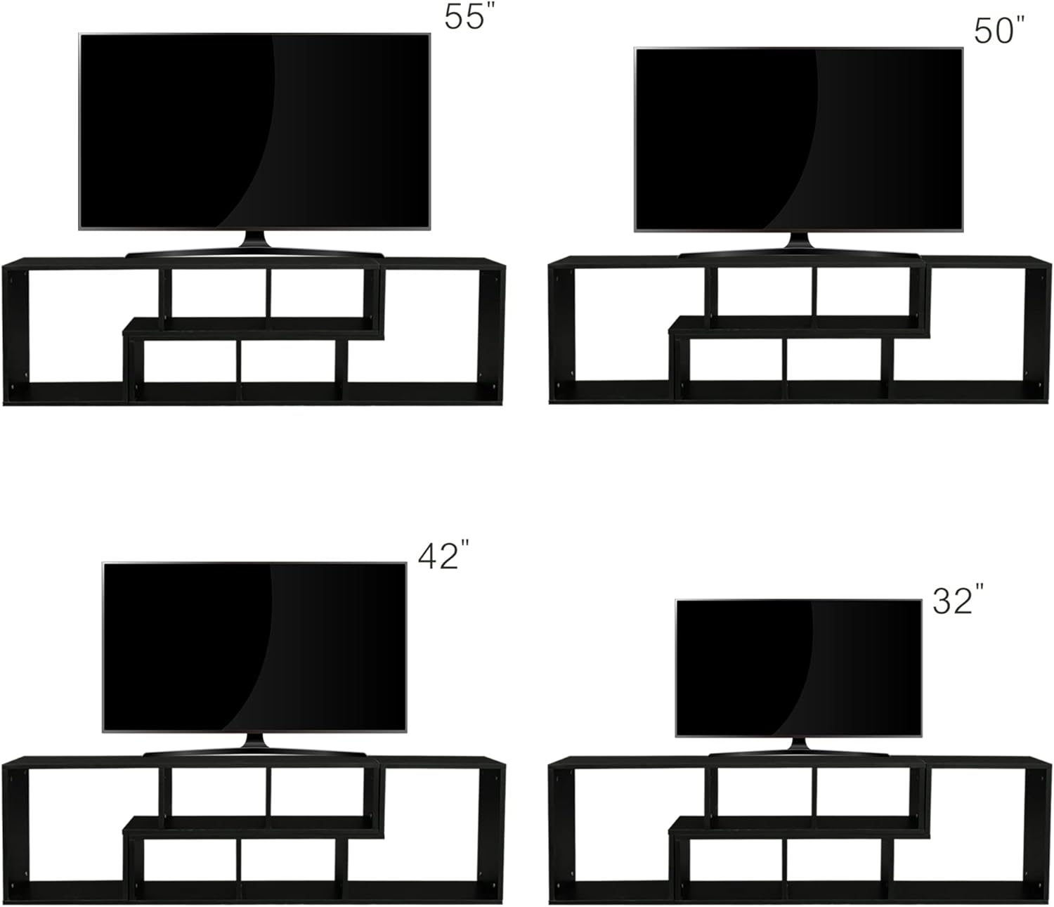 Double 41" L-Shaped TV Stand, Modern Entertainment Center Media Stand with Open Storage Shelves