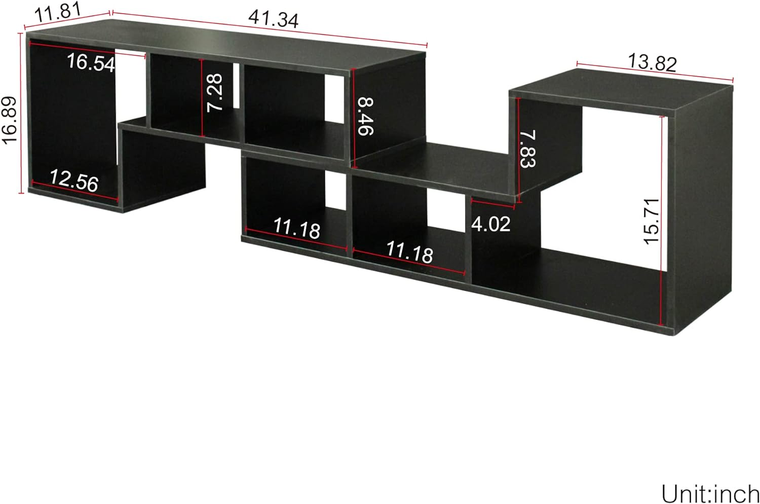 Double 41" L-Shaped TV Stand, Modern Entertainment Center Media Stand with Open Storage Shelves