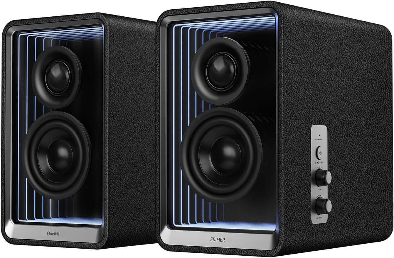 ICE1-V2 Acrylic Turntable + Edifier QR65 Bluetooth Desktop Speakers, 7