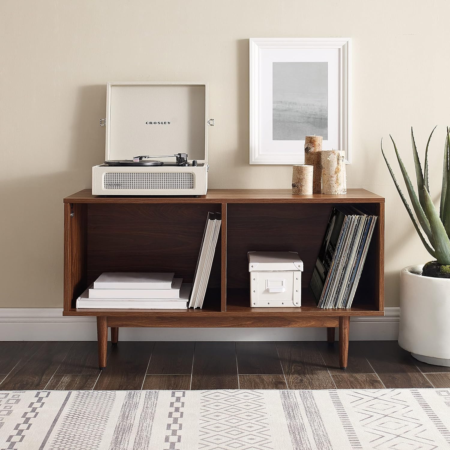 Mid-Century Record Storage Console Cabinet