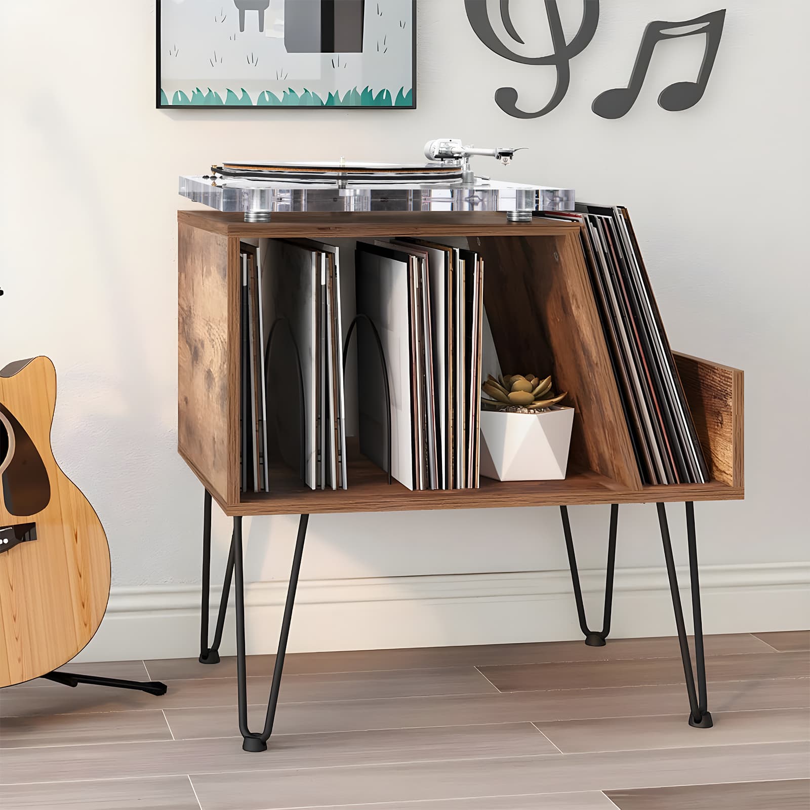Record Player Stand with Album Cabinet Storage Up to 100 Albums AK2