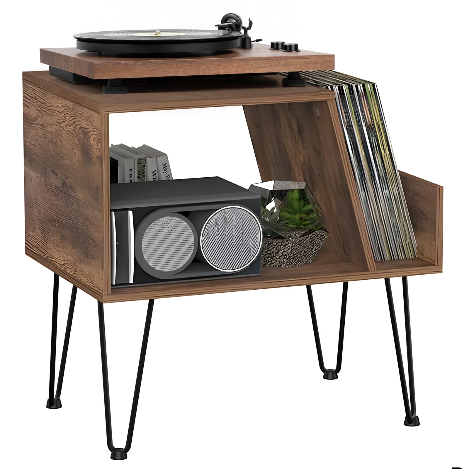 Record Player Stand with Album Cabinet Storage Up to 100 Albums AK2
